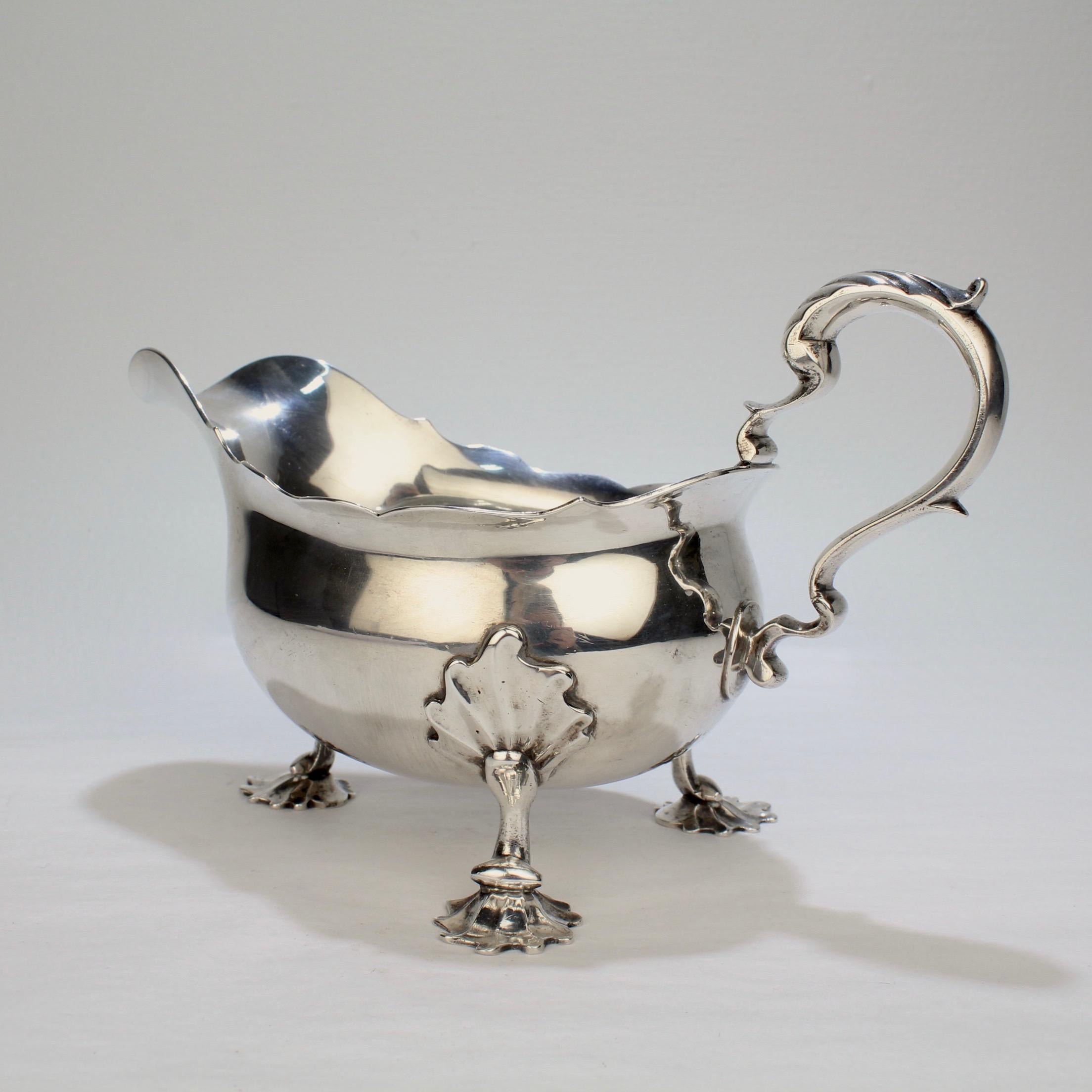 Women's or Men's George II English Sterling Silver Gravy or Sauce Boat by George Hunter, 1751