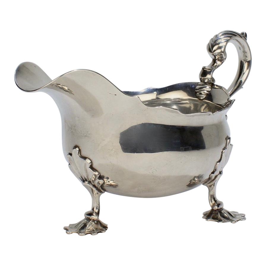 George II English Sterling Silver Gravy or Sauce Boat by George Hunter, 1751