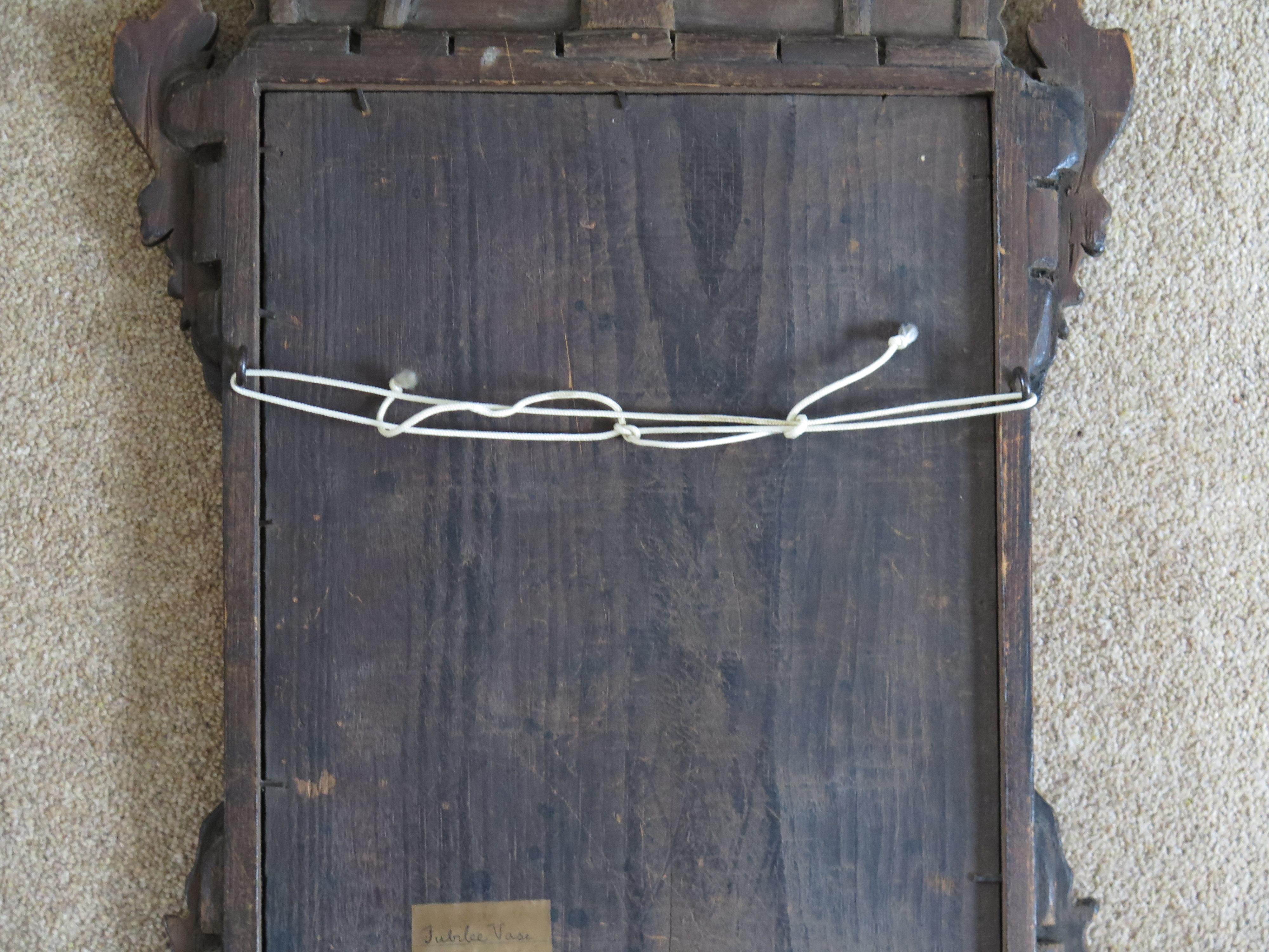 George II English Wall Mirror Walnut Fret Cut with Original Glass, Ca 1750 For Sale 12