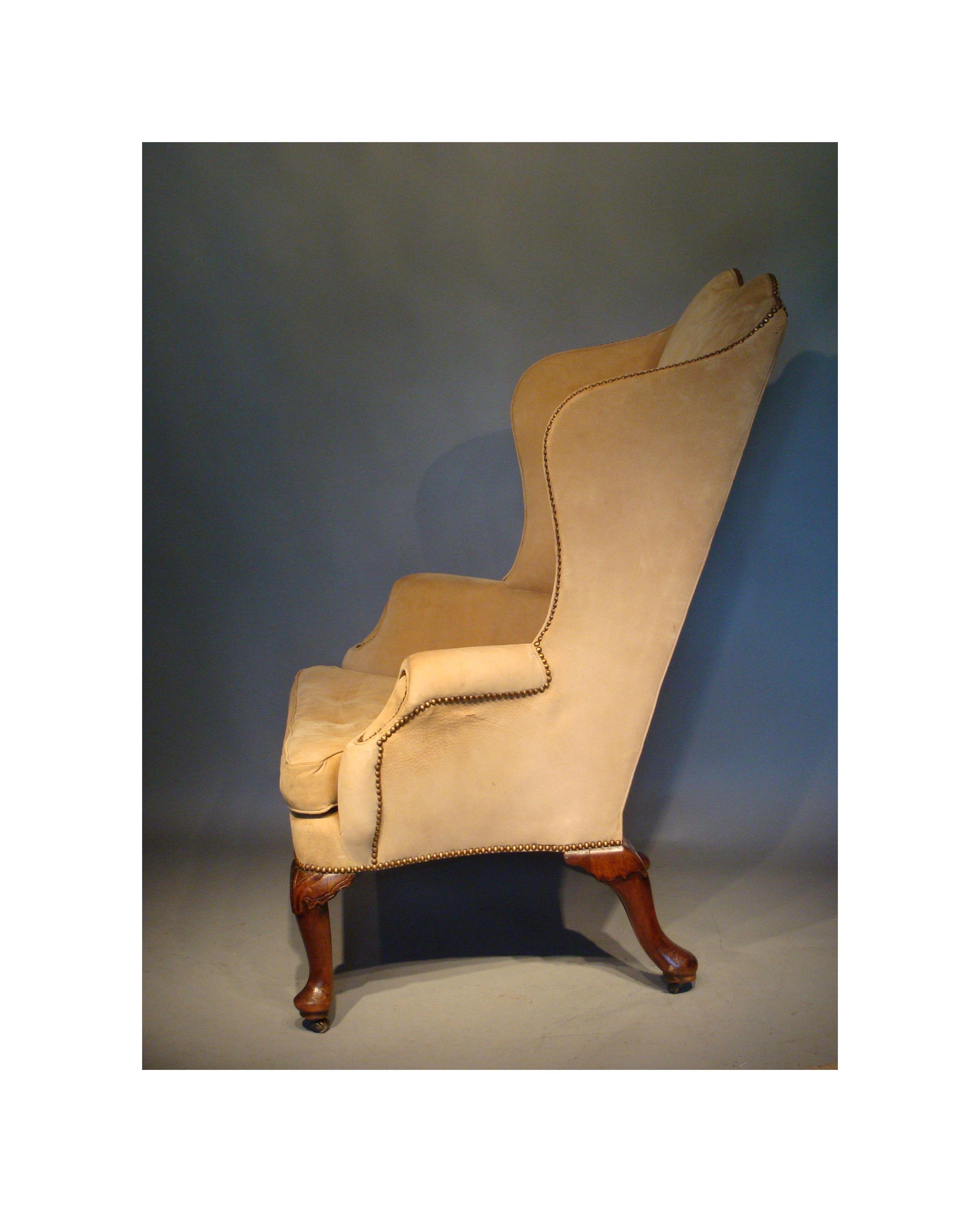 George II English walnut wing armchair, circa 1740.

A large size and well proportioned example of a high back English early Georgian period walnut wing armchair.
The shaped seat raised on cabriole legs with well carved ‘lapping’.
The similarly