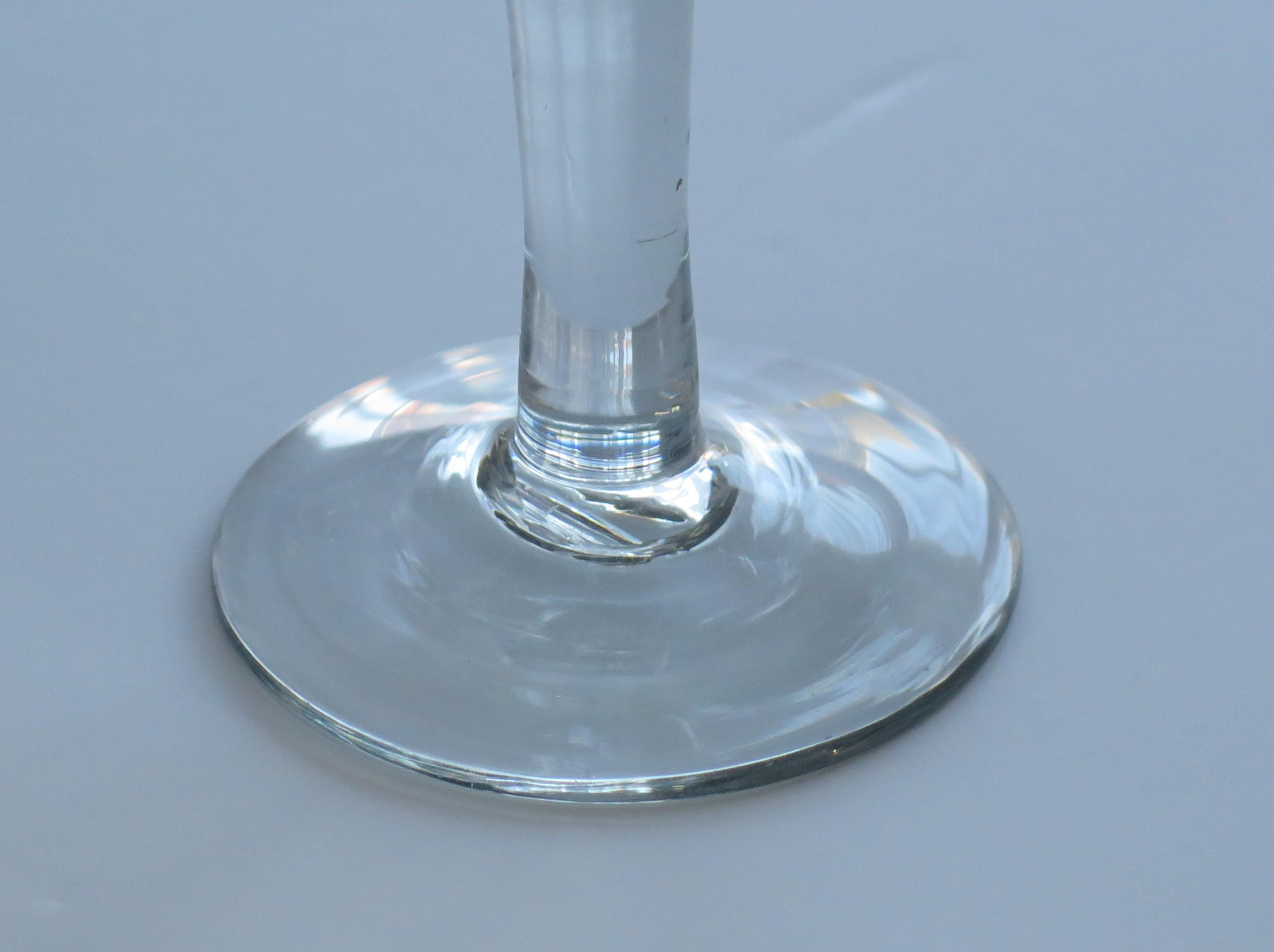 George II English Wine Drinking Glass Engraved Bell Bowl Hand Blown, Circa 1745 For Sale 9