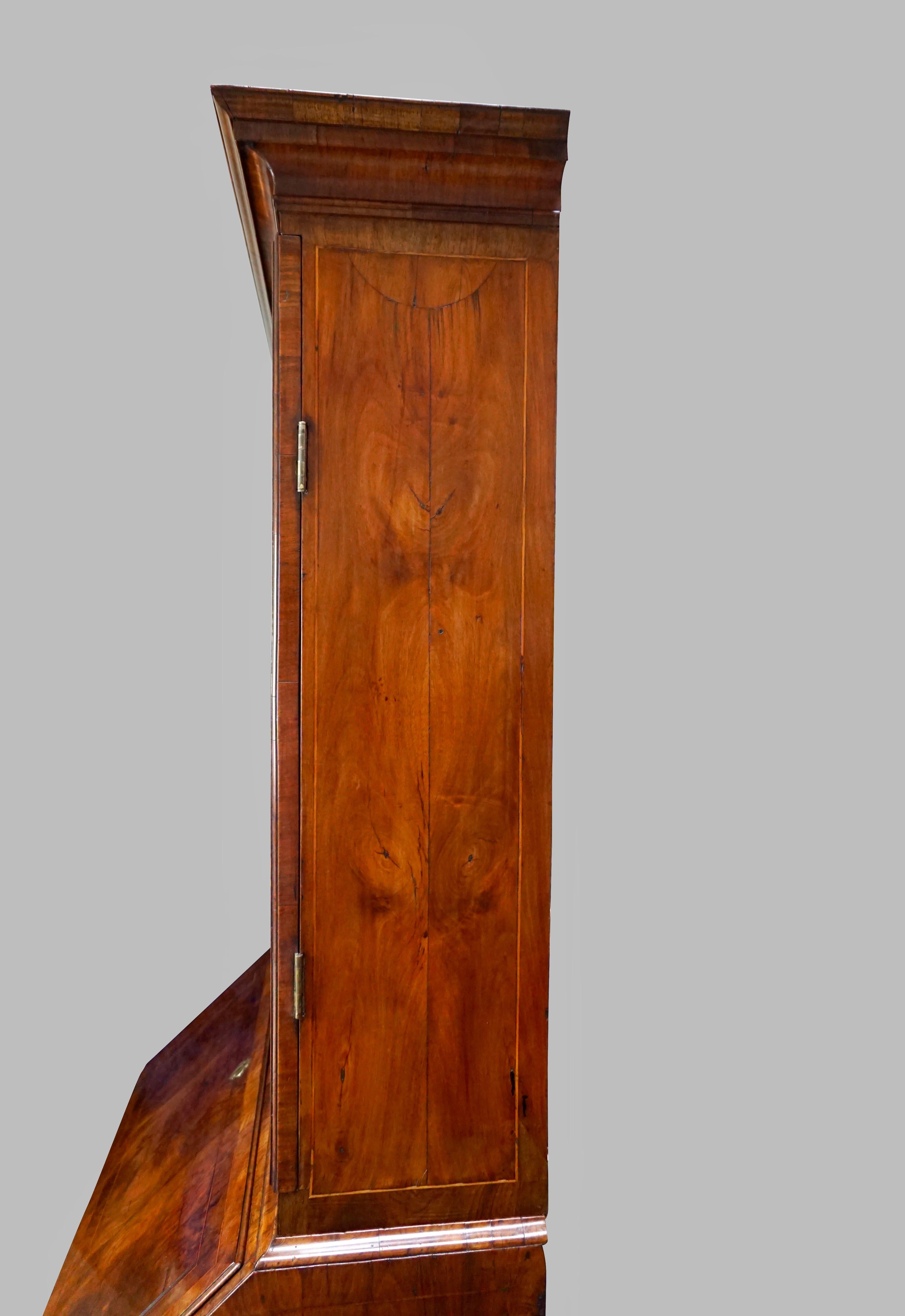 George II Figured Walnut Secretary Bookcase with Mirrored Doors 3