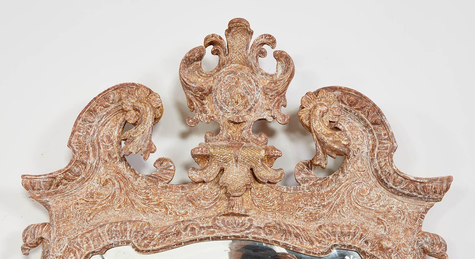 English George II Gesso Carved Gilt Mirror For Sale