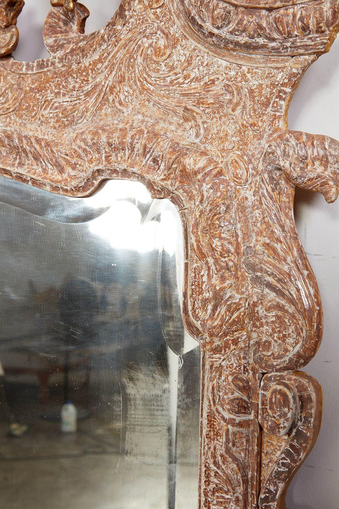 Giltwood George II Gesso Carved Gilt Mirror For Sale