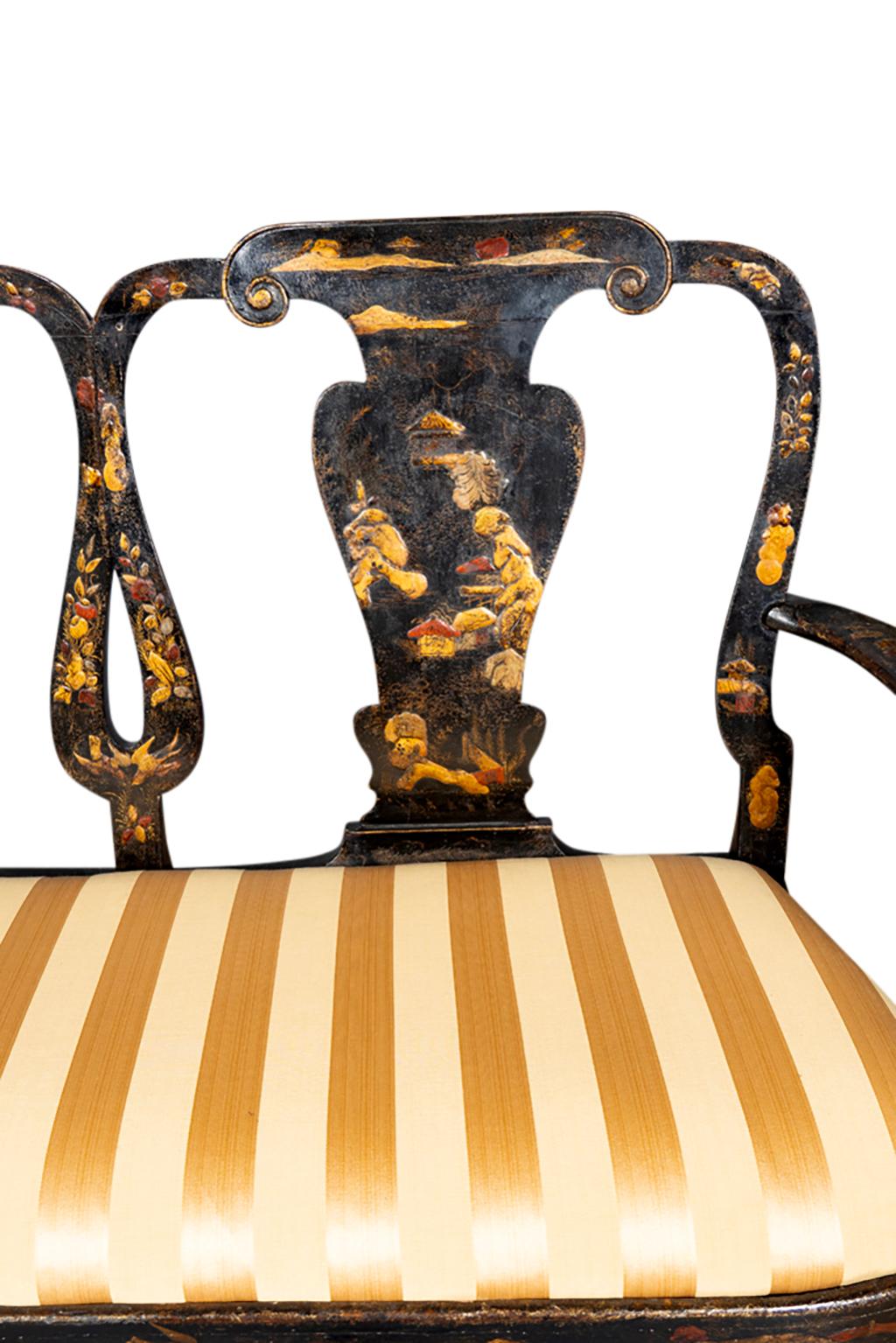 Début du XVIIIe siècle Settee George II dorée et polychrome en laque japonaise en vente