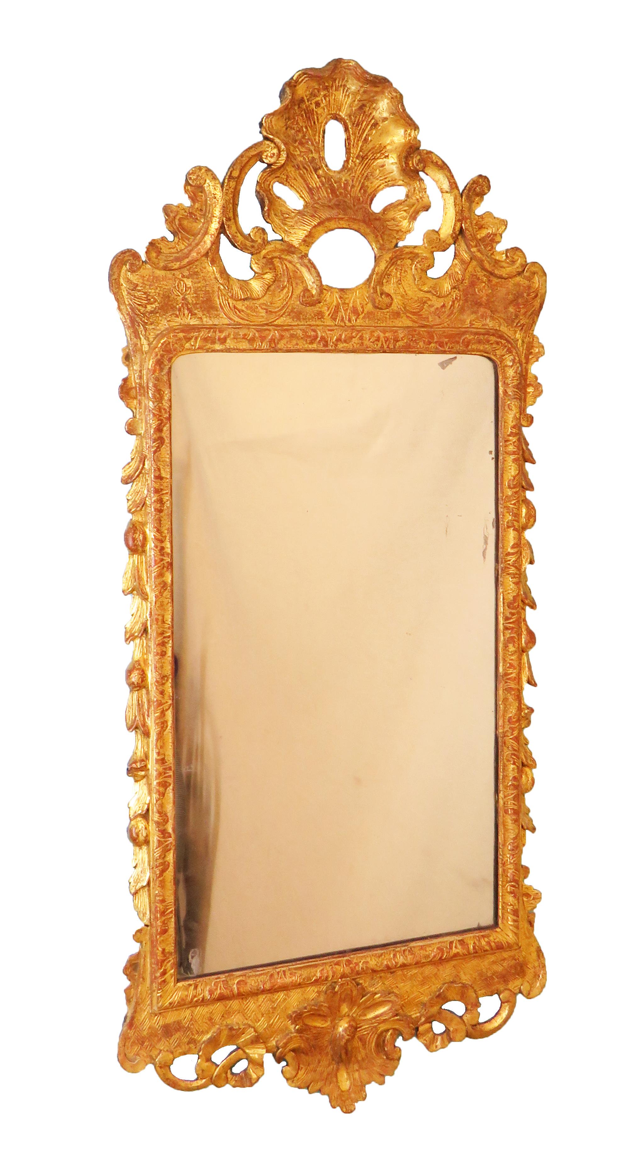 George II Giltwood and Gesso 18th Century Antique Wall Mirror (Gips)