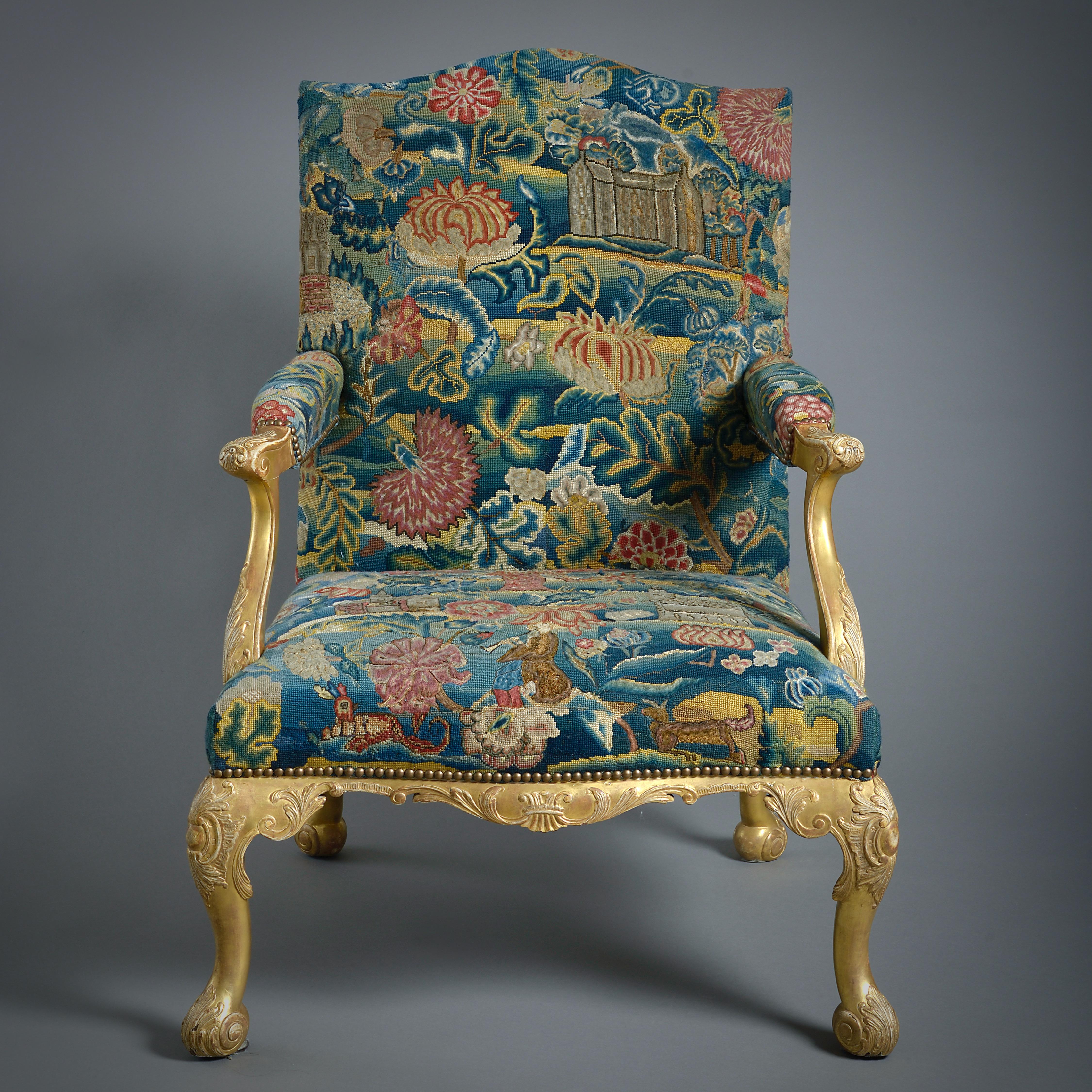 18th Century and Earlier George II Giltwood Armchair