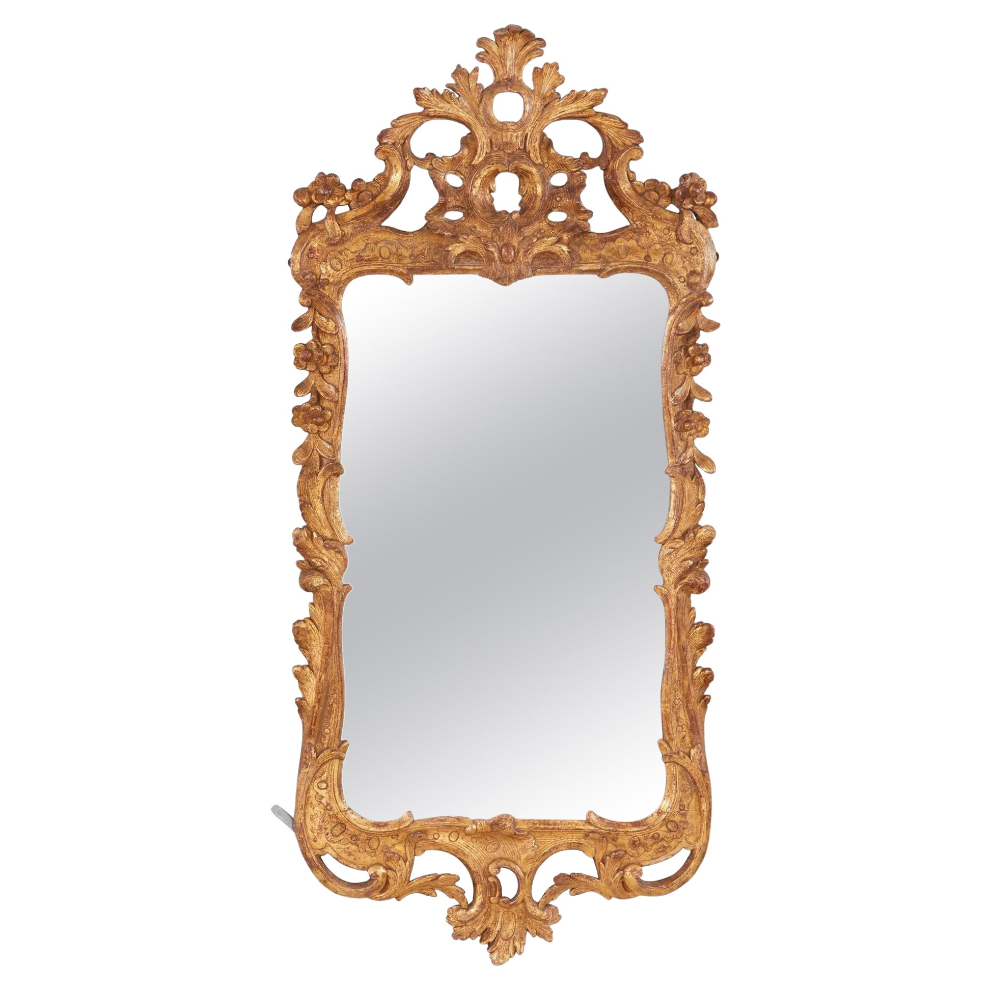 George II Giltwood Mirror with Foliate Carving