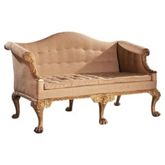 George II Giltwood Sofa on Lion Mask Hairy Paw Feet Possibly by Giles Grendey