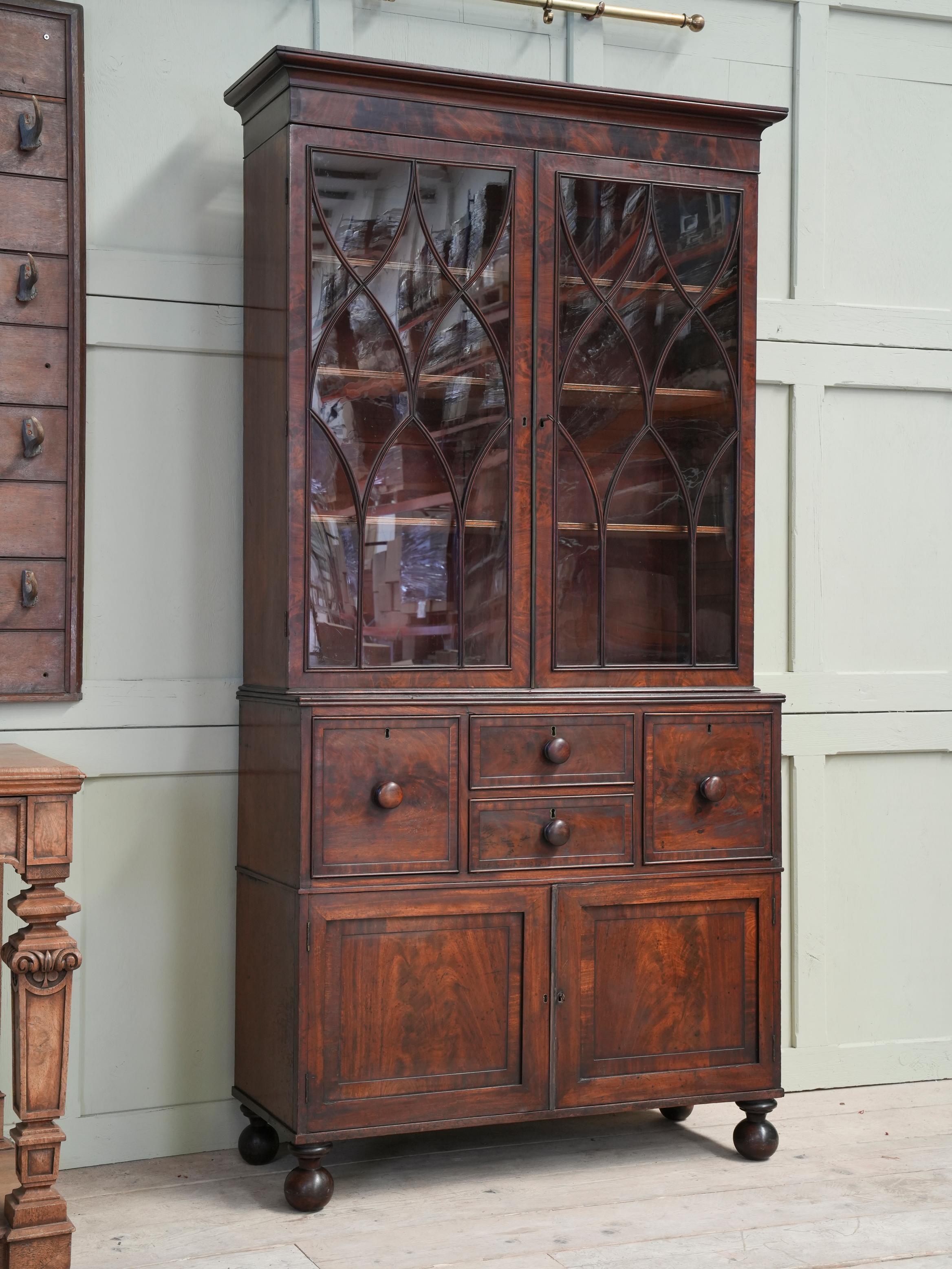 English George II Glazed Mahogany Bookcase
