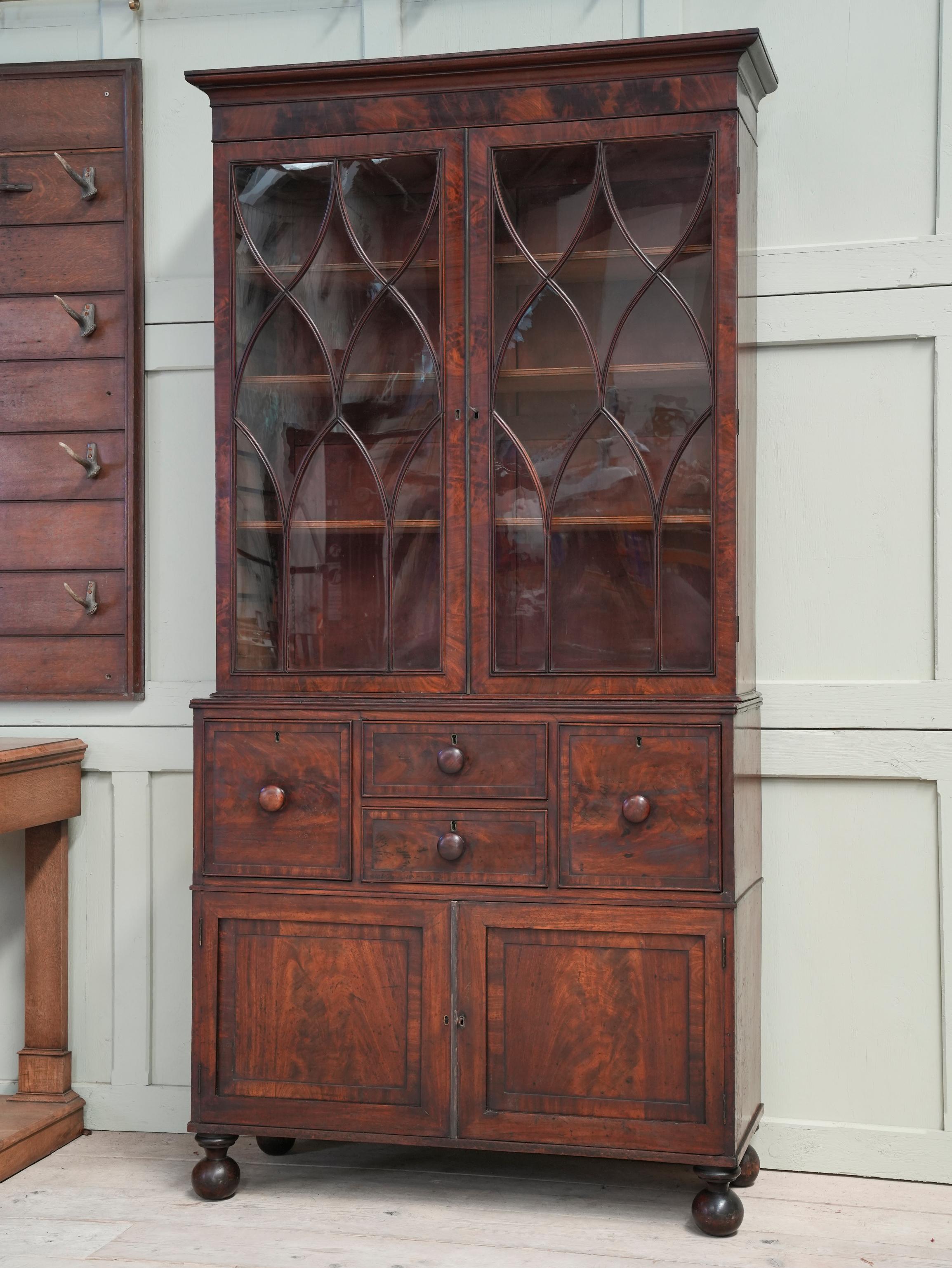 19th Century George II Glazed Mahogany Bookcase