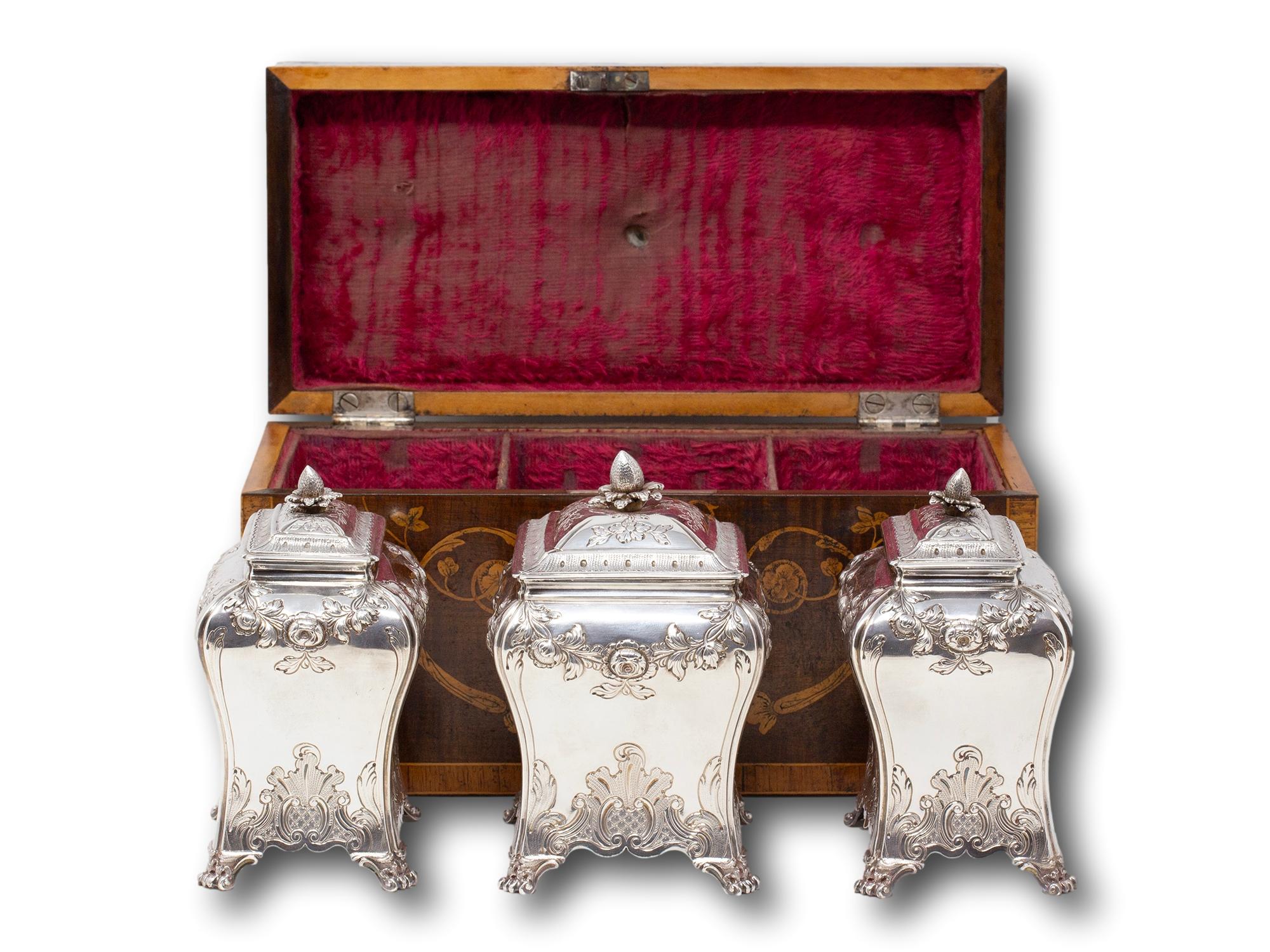 18th Century George II Harewood Inlaid Tea Chest Pierre Gillois