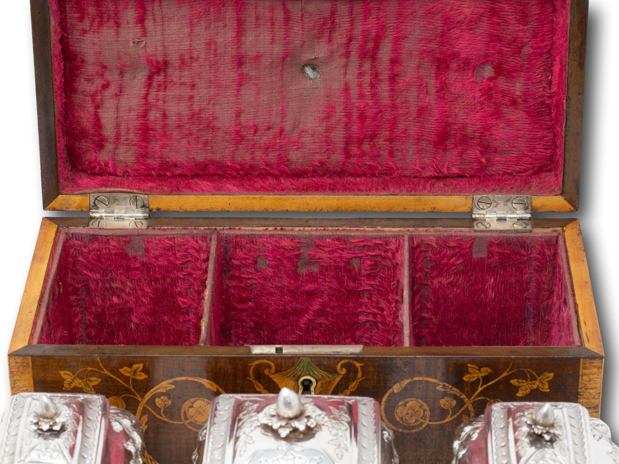 Silver George II Harewood Inlaid Tea Chest Pierre Gillois