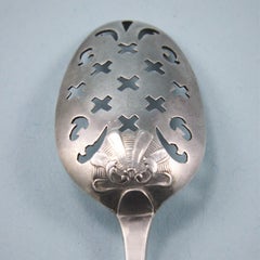 George II/III Sterling Silver Shellback Mote Spoon, London, circa 1760