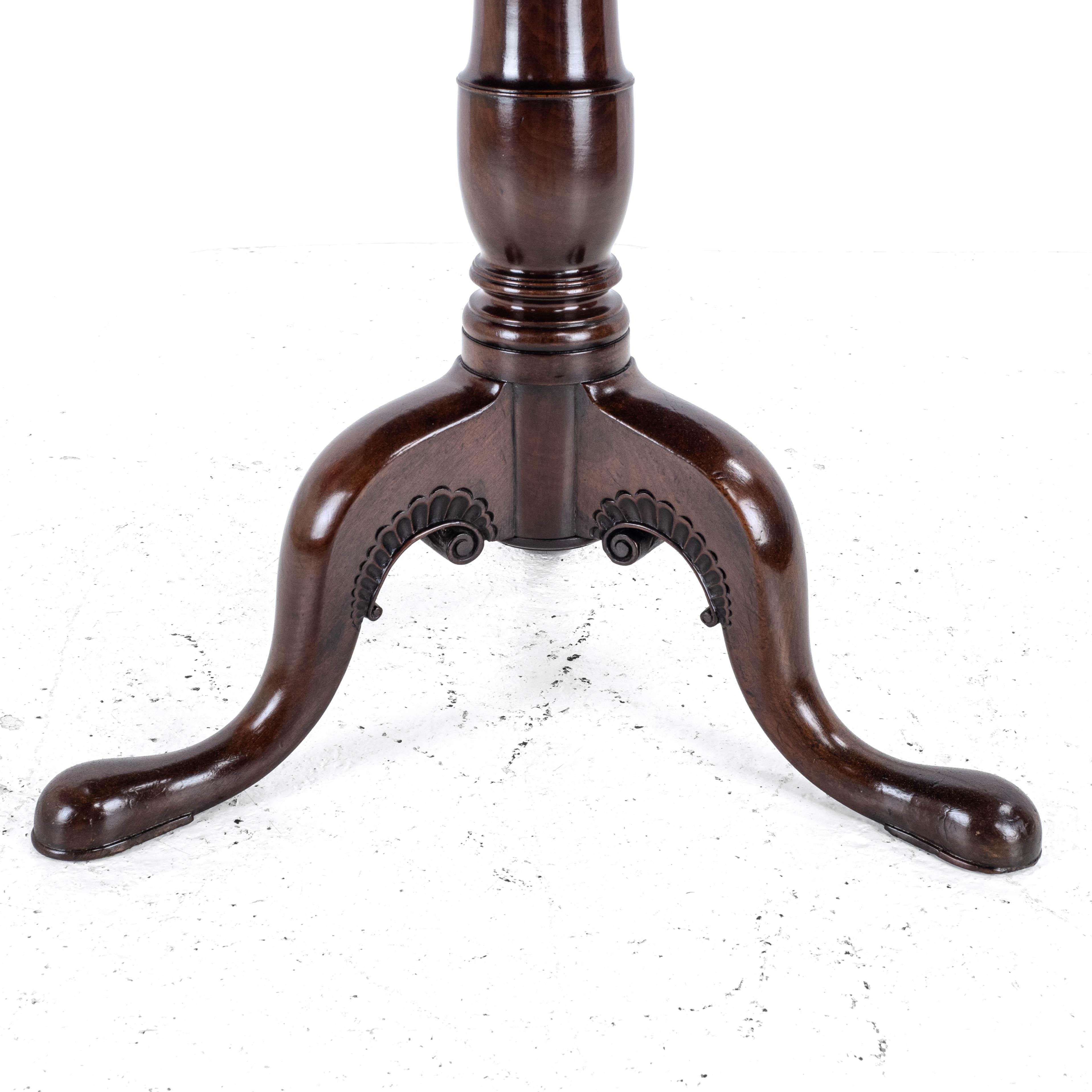 George II Irish Carved Mahogany Tripod Tilt-top Supper Table c.1750 (Georgian La For Sale 10
