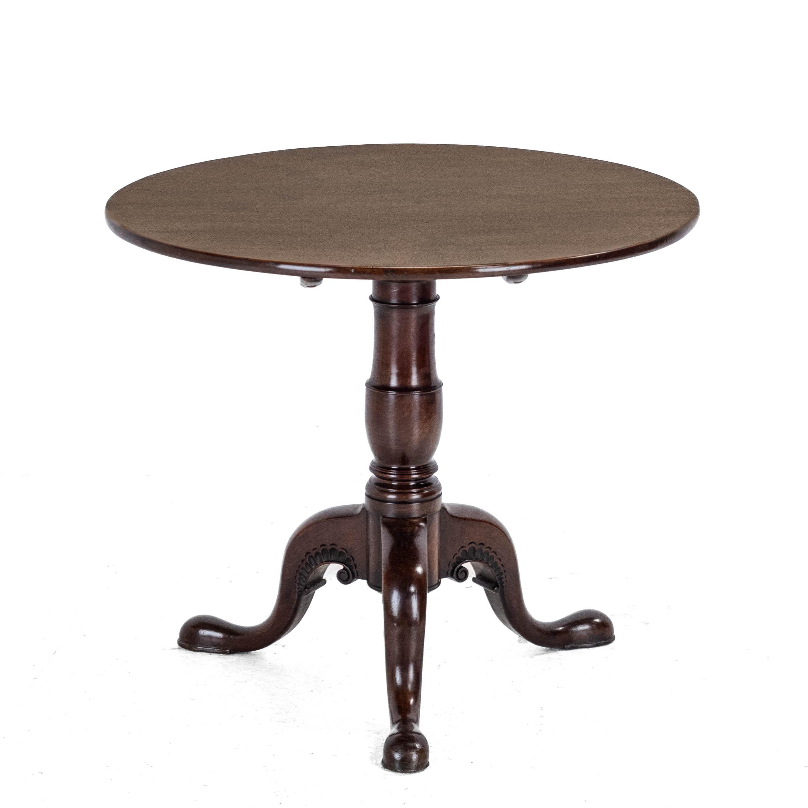 George II Irish Carved Mahogany Tripod Tilt-top Supper Table c.1750 (Georgian La For Sale 2
