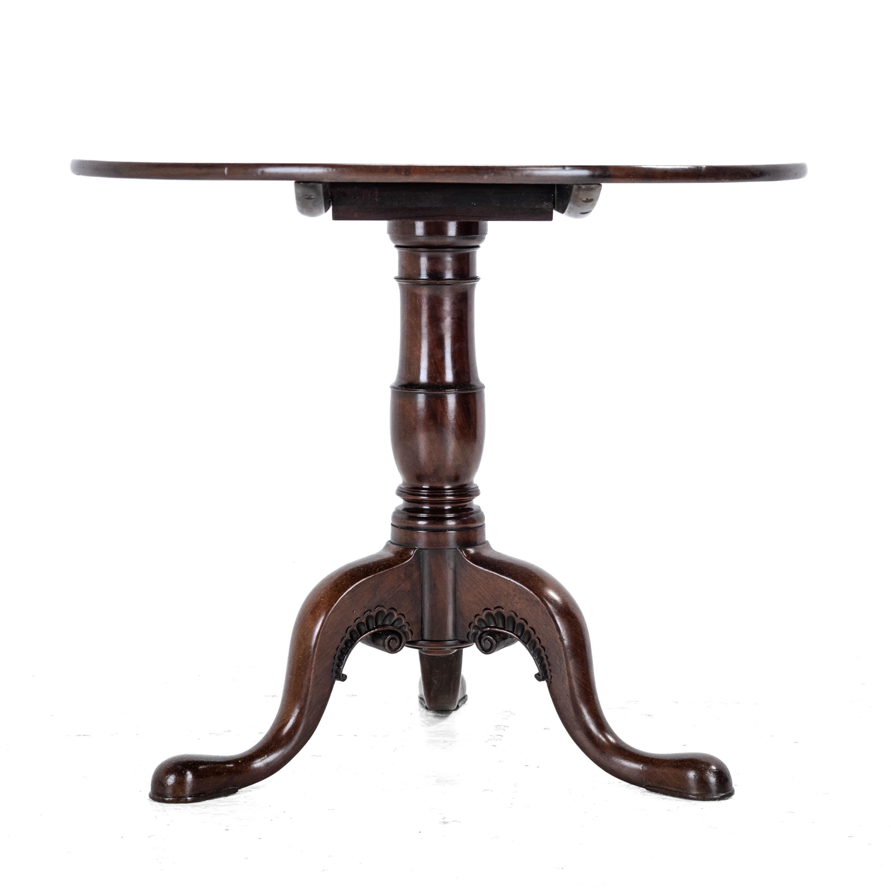 George II Irish Carved Mahogany Tripod Tilt-top Supper Table c.1750 (Georgian La For Sale 4