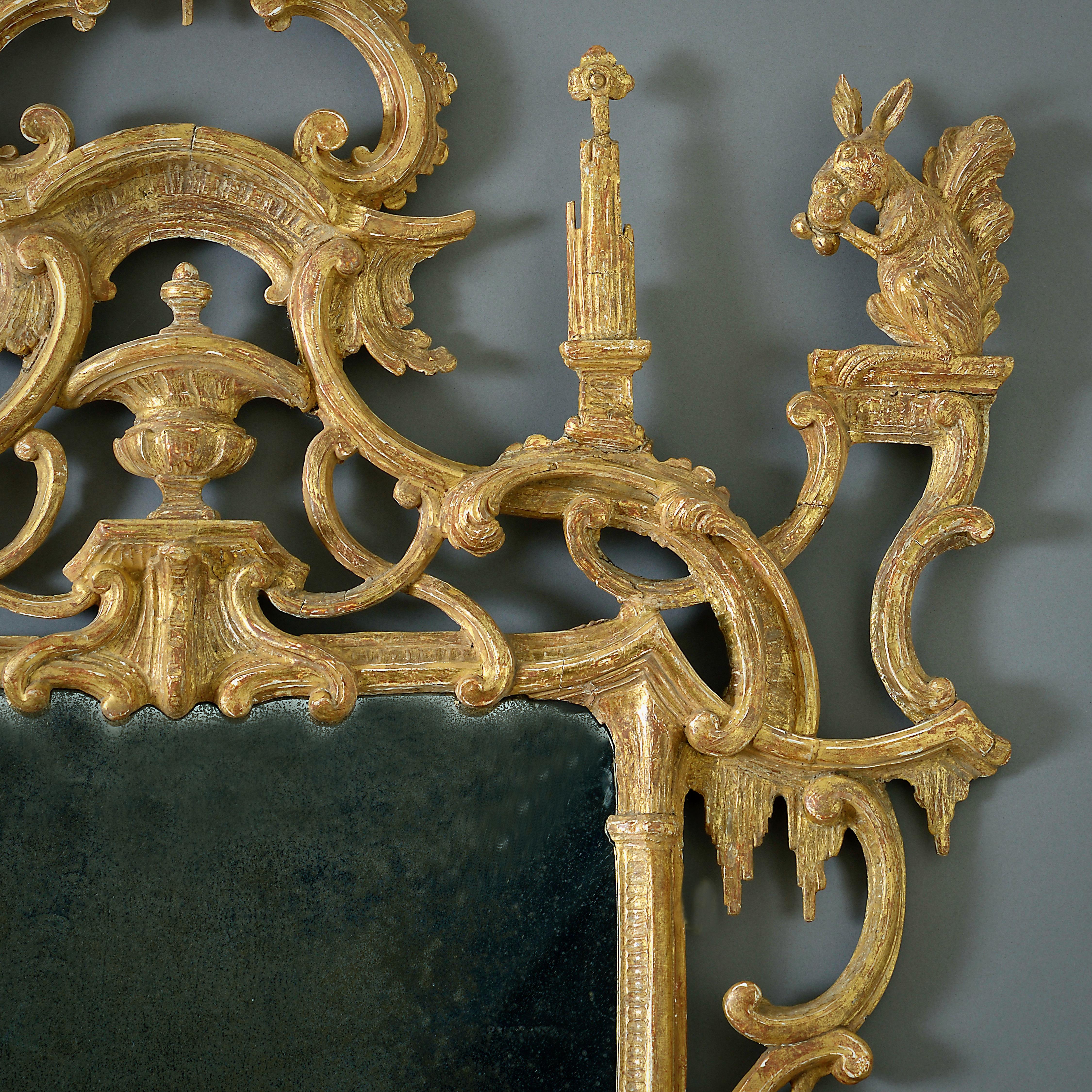 Miroir à écureuil en bois doré George II en vente 1