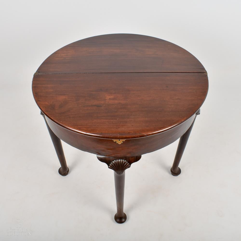 George II Irish Mahogany, Demi-Lune, Fold-Out, Tea Table circa, 1760 For Sale 1