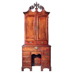 George II Irish Mahogany Secretaire Kneehole Bookcase Att. C. Hearn