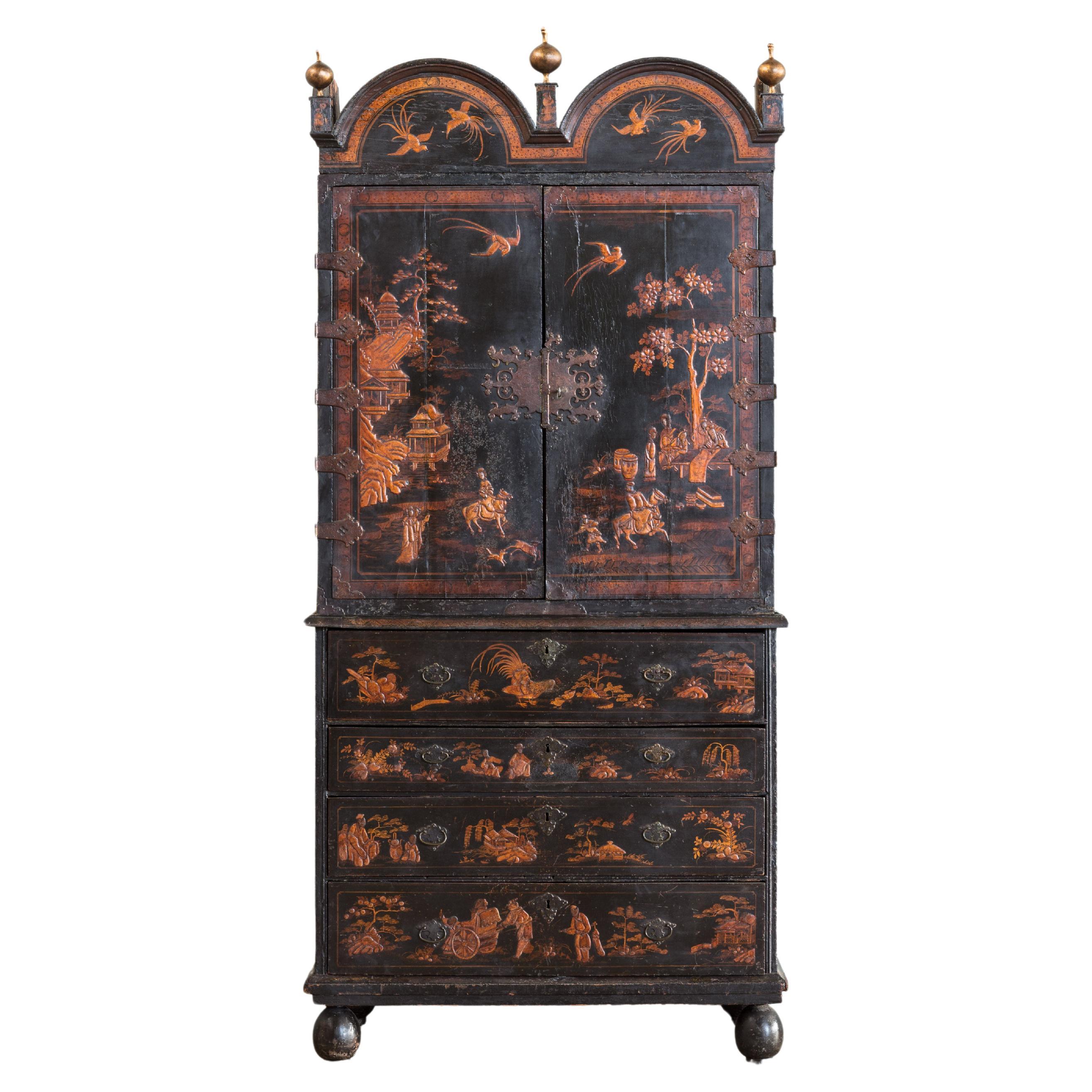 George II Lacquer Cabinet on Chest For Sale