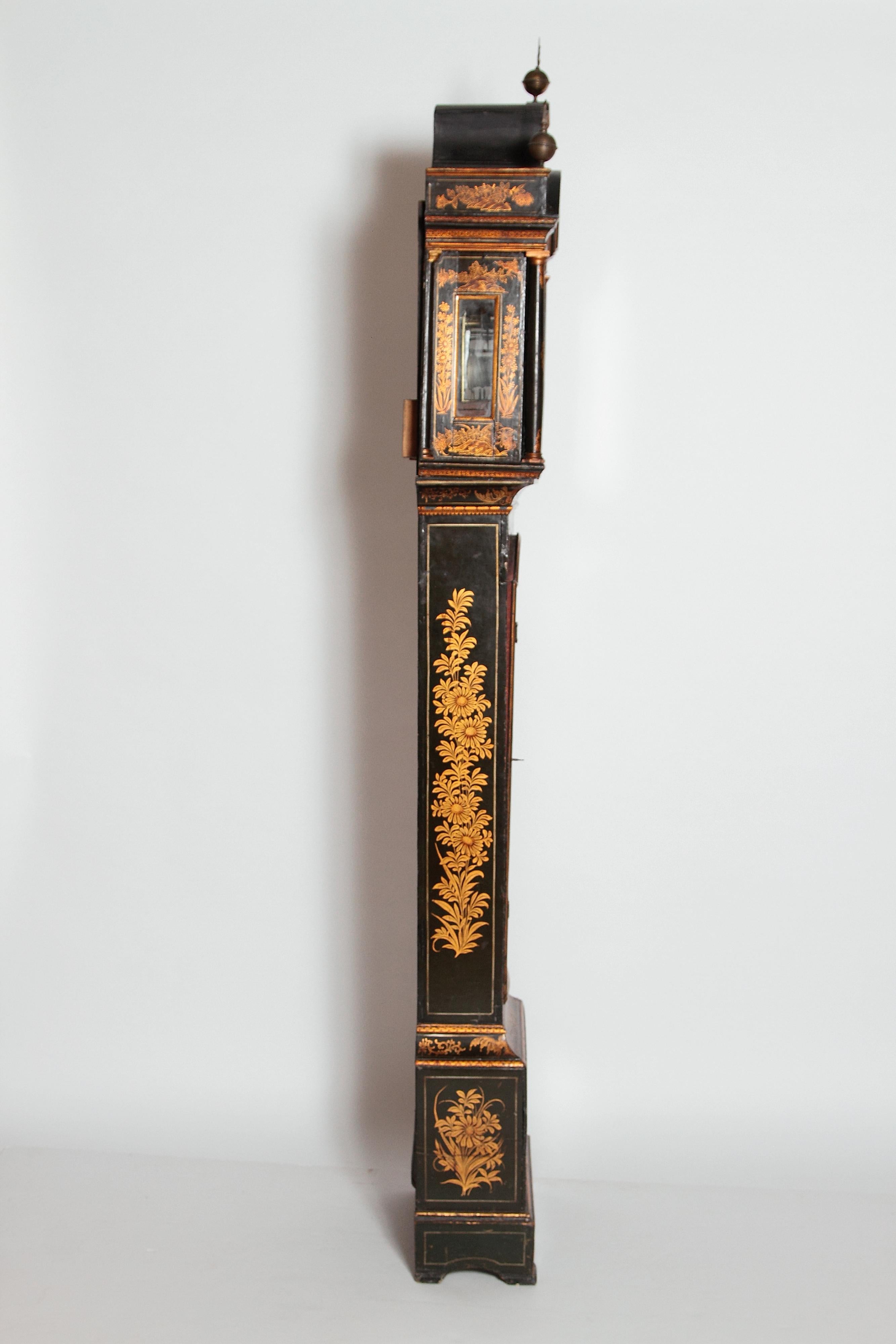 George II Lacquered Chinoiserie Tall Case Clock Inscribed Jno. Fladgate, London 9