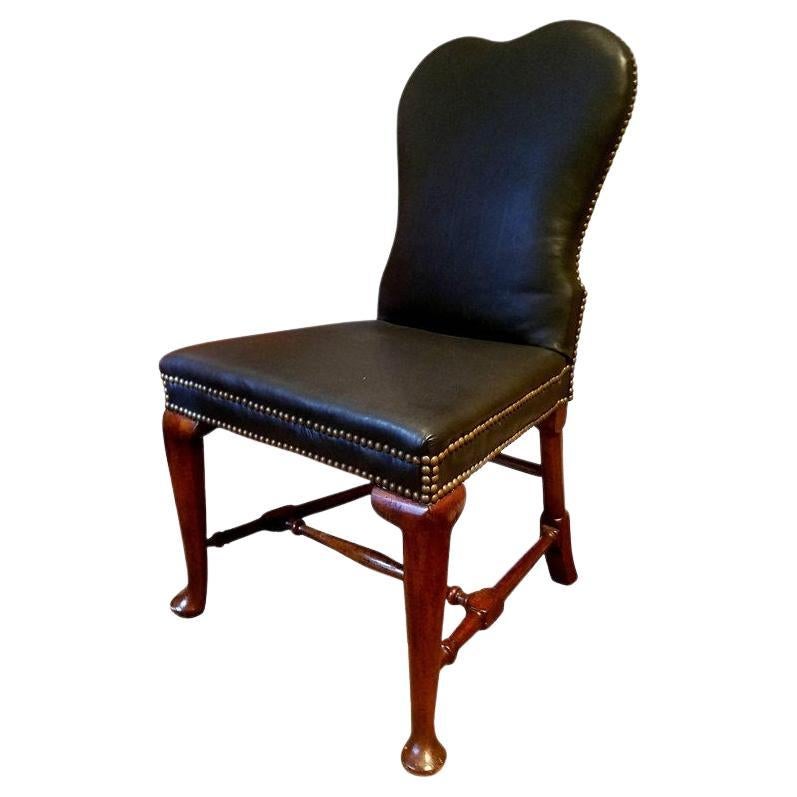 English Georgian Leather Side Chair, circa 1740 For Sale
