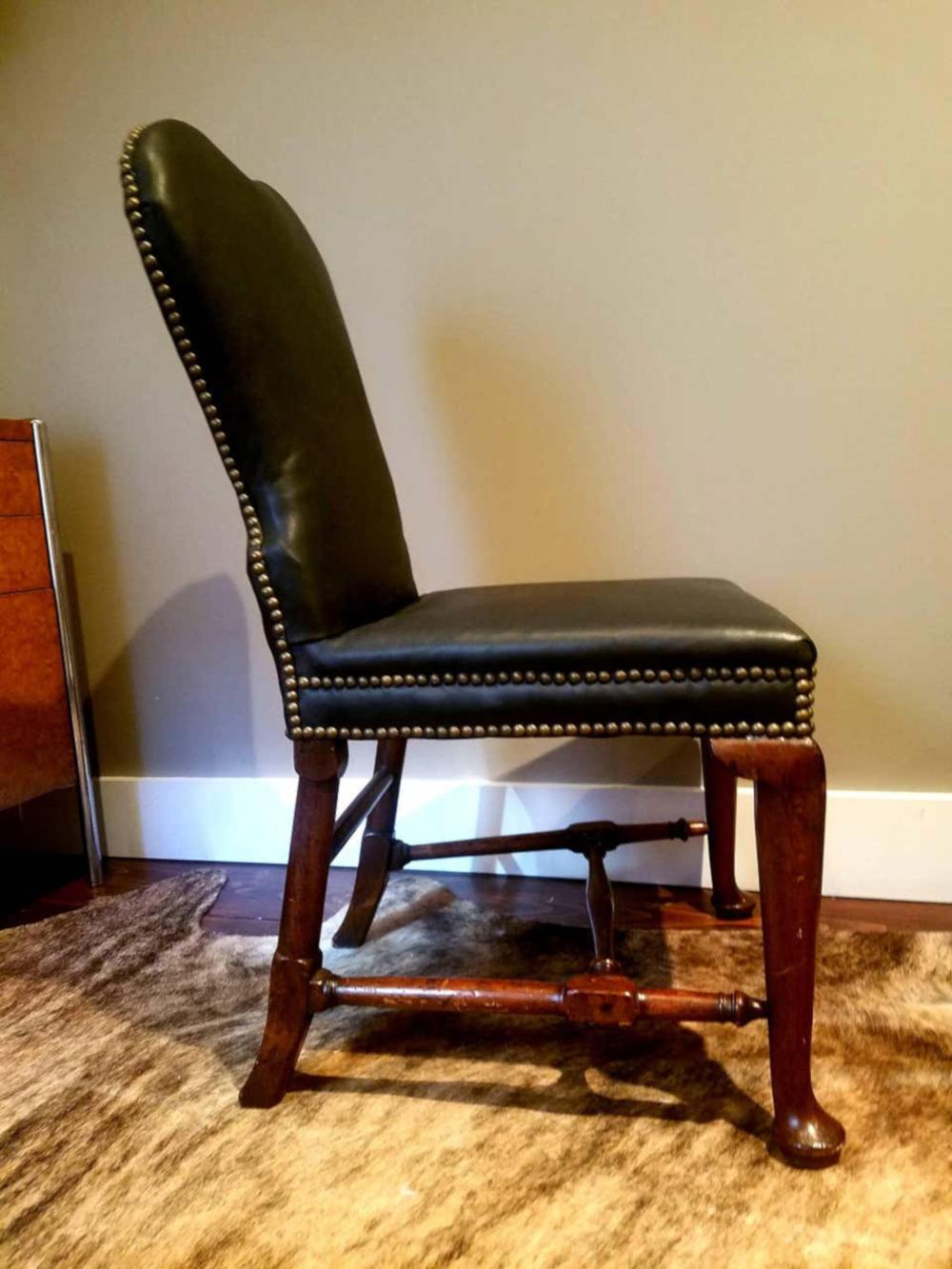 Hand-Crafted Georgian Leather Side Chair, circa 1740 For Sale