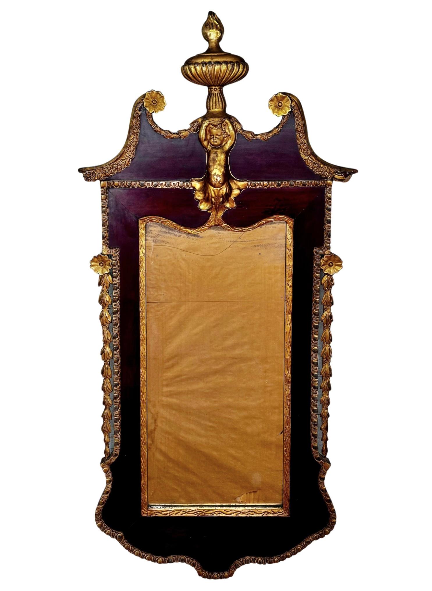 Specchio di Giorgio II in mogano e parcel dorato in vendita 8