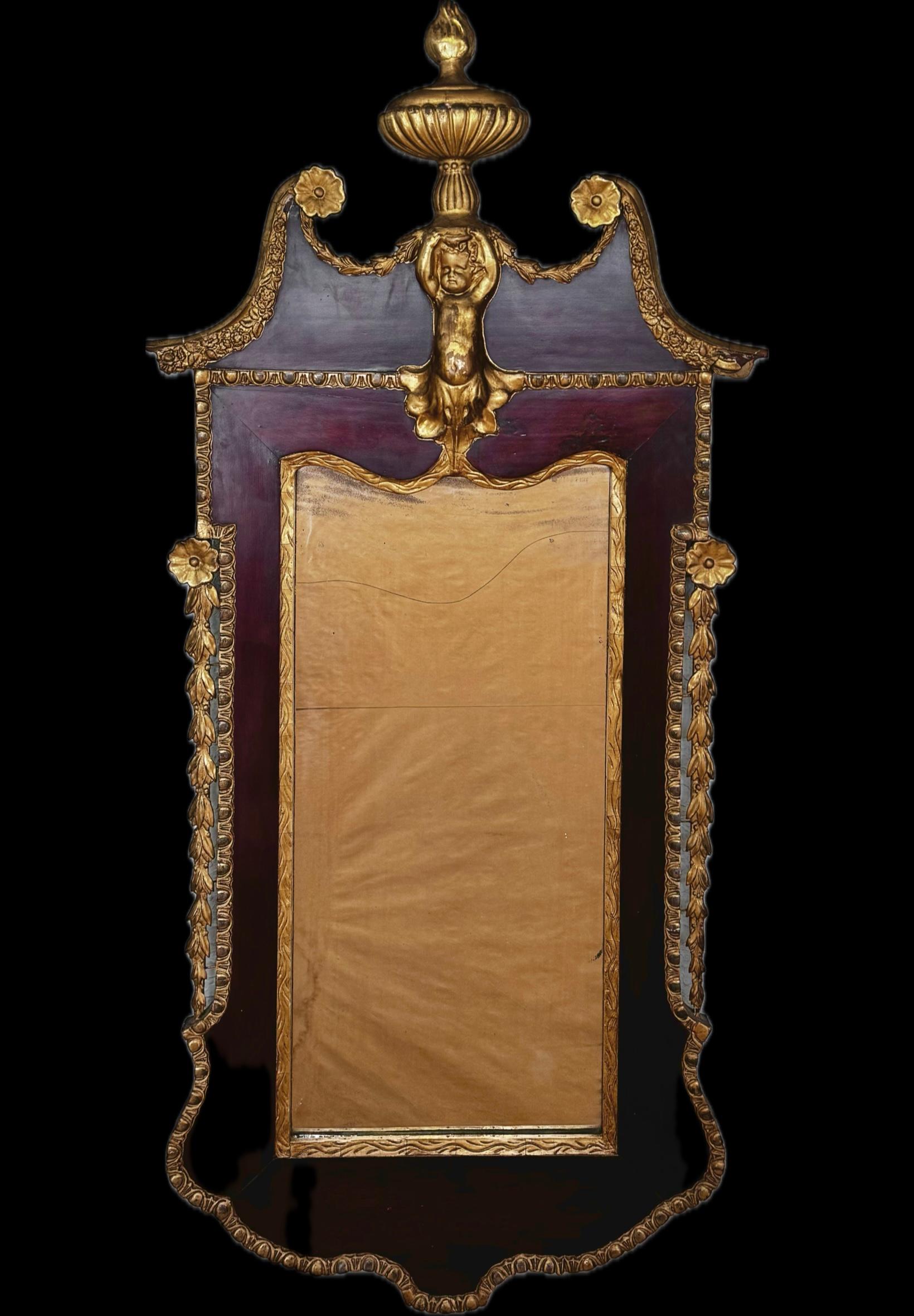XVIII secolo Specchio di Giorgio II in mogano e parcel dorato in vendita