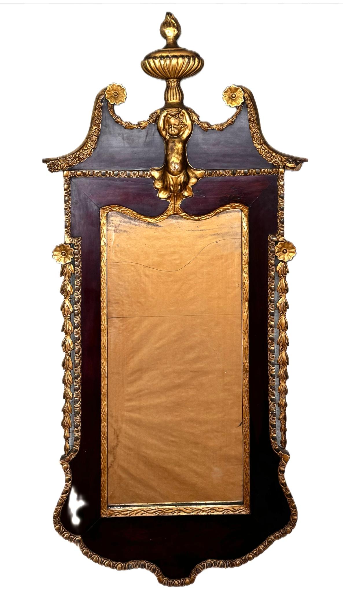 Specchio di Giorgio II in mogano e parcel dorato in vendita 1