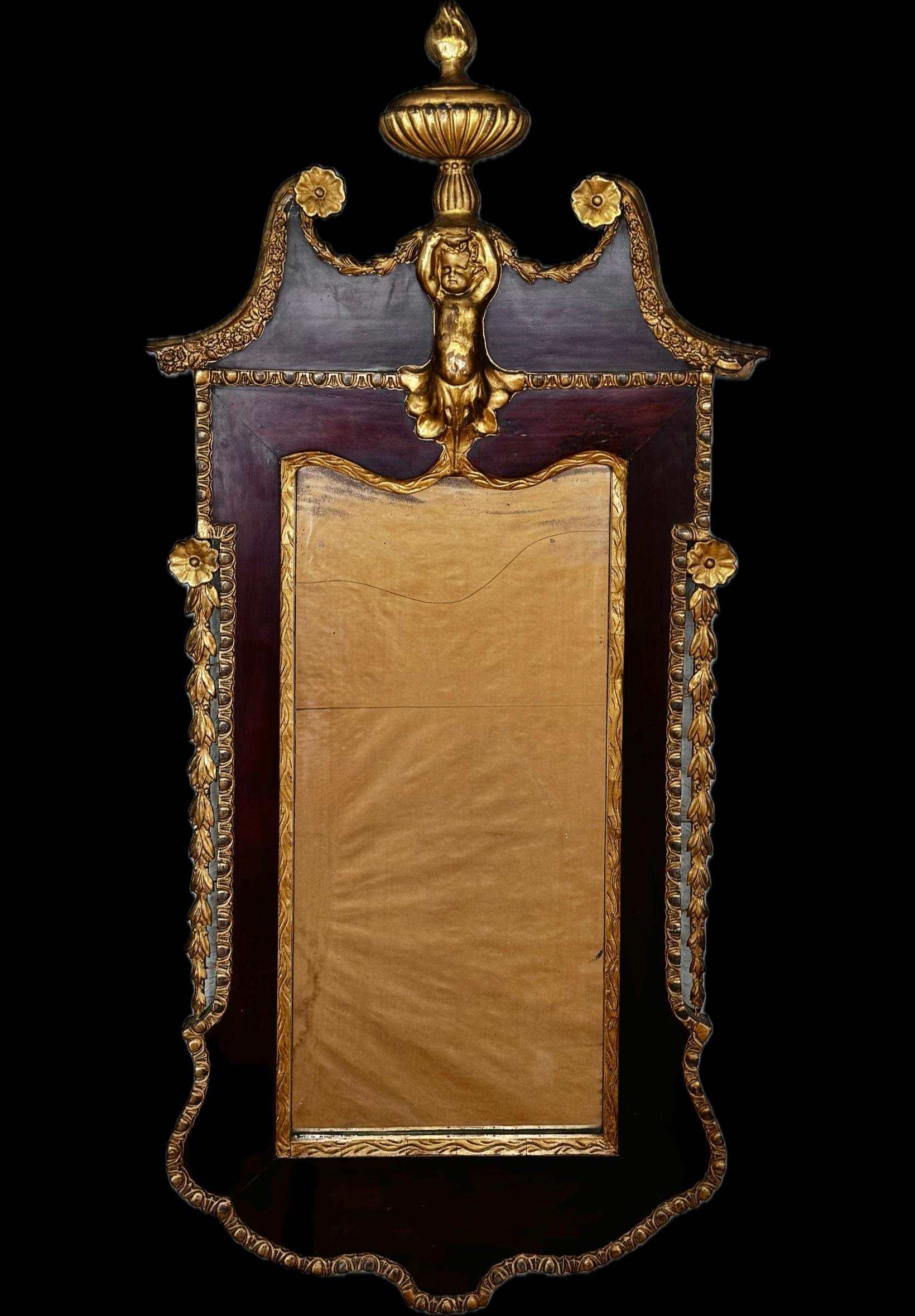 Specchio di Giorgio II in mogano e parcel dorato in vendita 4