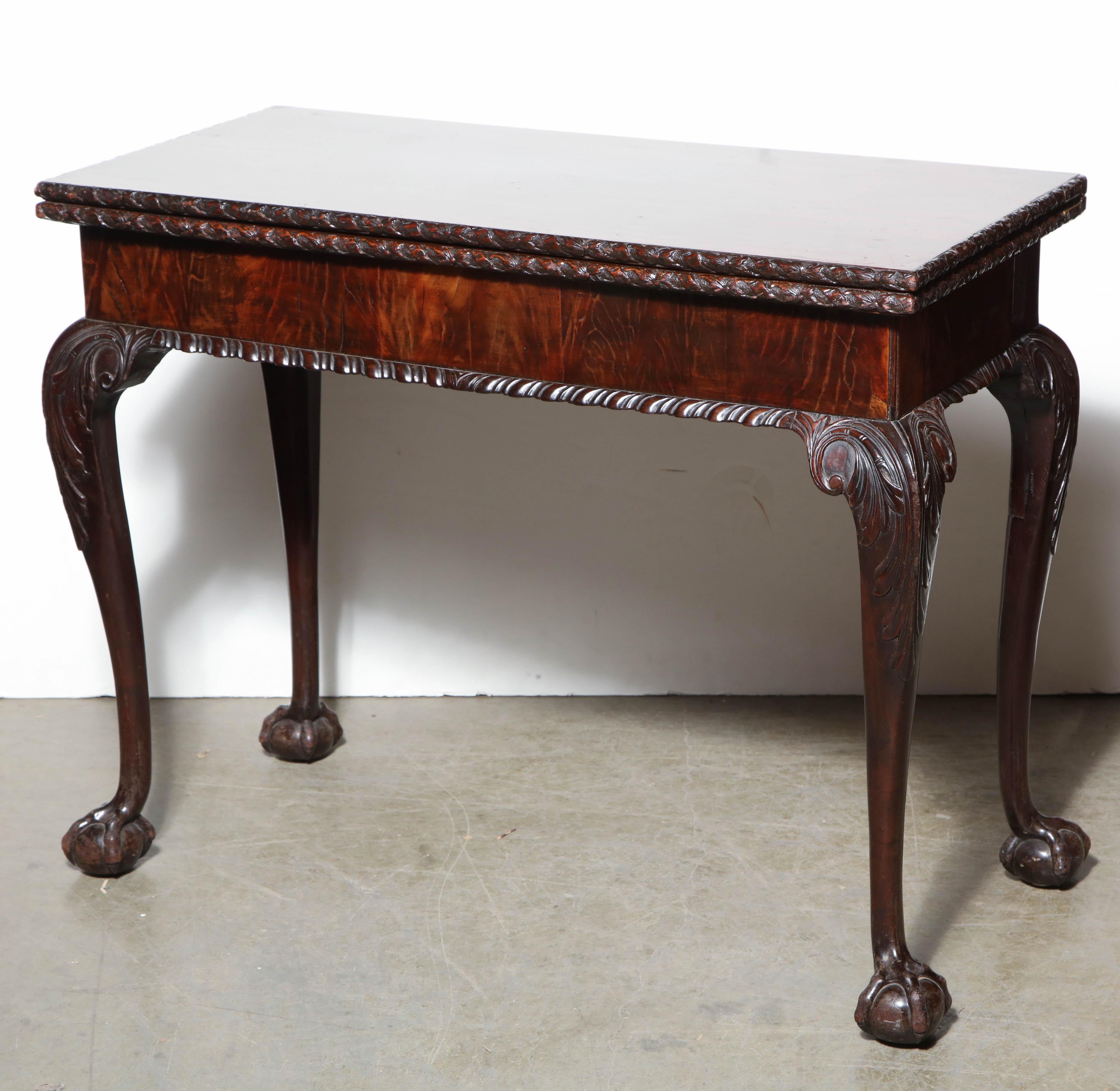 George II mahogany Ball and Claw Foot Card Table 1