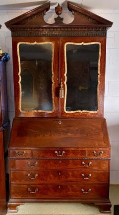 George II Mahogany Bureau Cabinet Bookcase