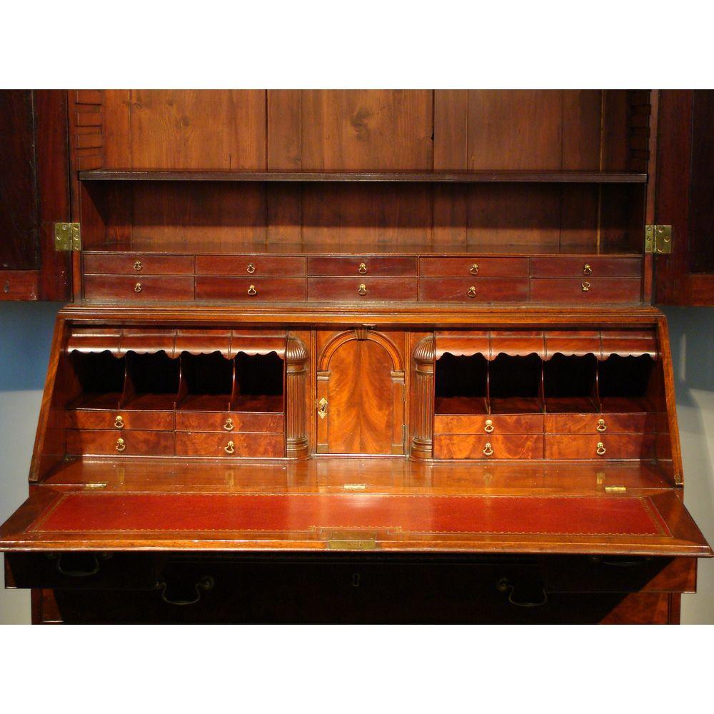 English George II Mahogany Bureau Cabinet Bookcase For Sale