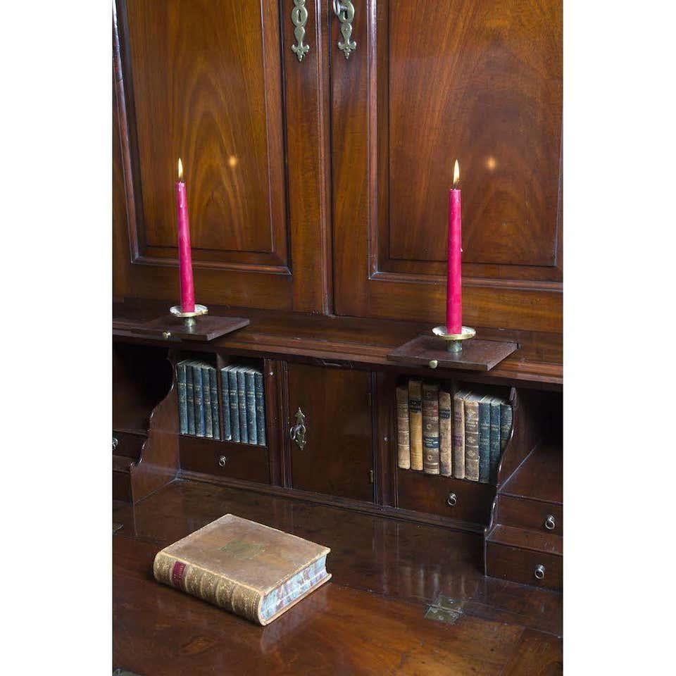 English George II Mahogany Bureau Cabinet Bookcase