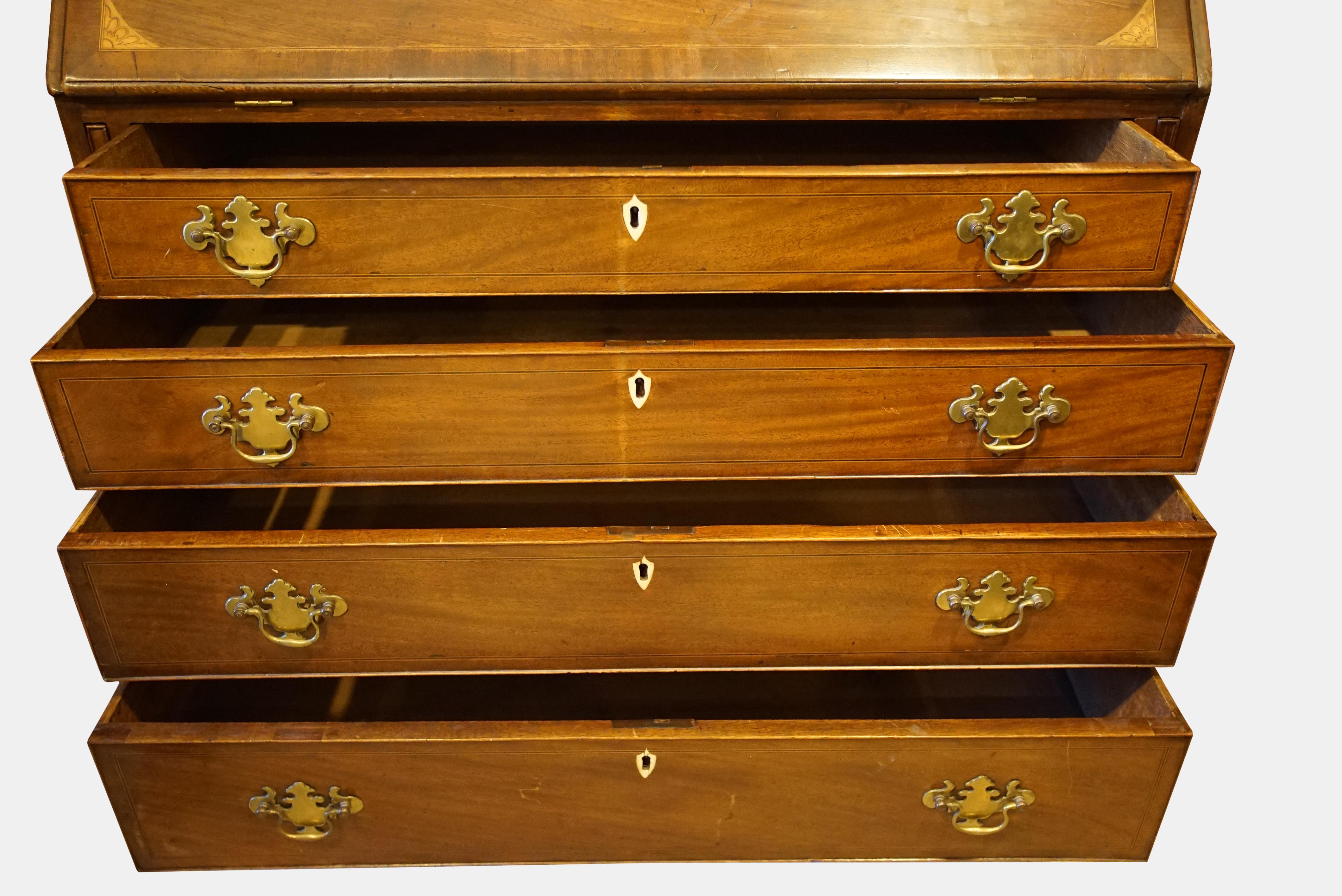 George II Mahogany Bureau For Sale 4