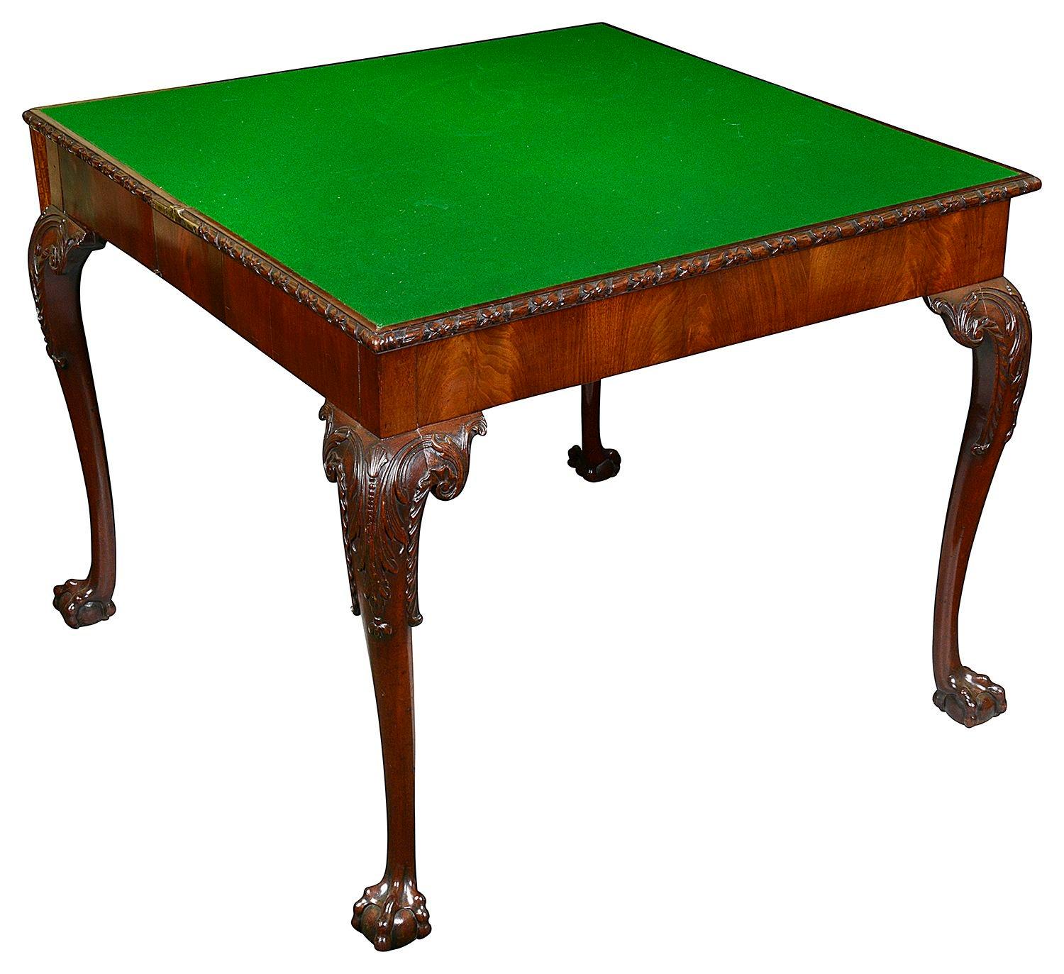 Hand-Carved George II Mahogany card table, circa 1760 For Sale