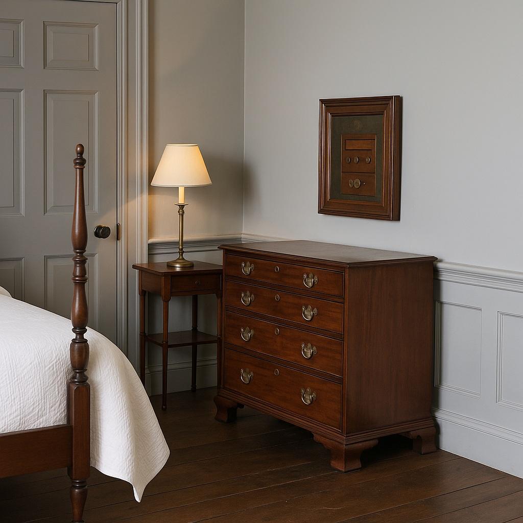 An exceptional example of early Georgian craftsmanship, this George II mahogany chest of drawers dates to circa 1730 and showcases the elegance and restraint of 18th-century English design. Crafted from solid mahogany with a lustrous, time-earned