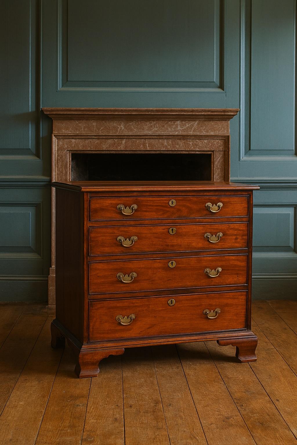 English George II Mahogany Chest of Drawers, Circa 1730 – Original Ogee Feet & Brushing For Sale