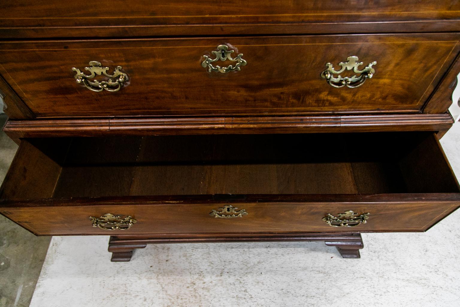 Brass George II Mahogany Chest on Chest For Sale