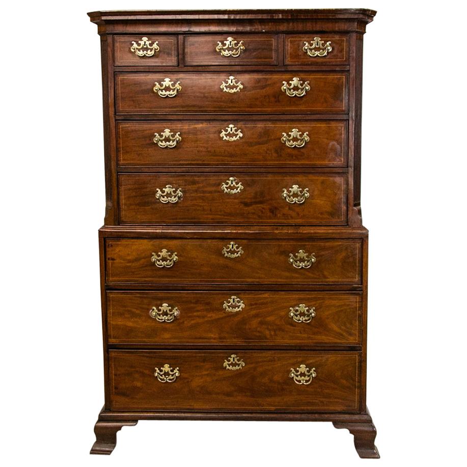 George II Mahogany Chest on Chest For Sale