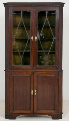 George II Mahogany Corner Cabinet Display Glazed, 1750