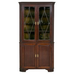 George II Mahogany Corner Cabinet Display Glazed, 1750