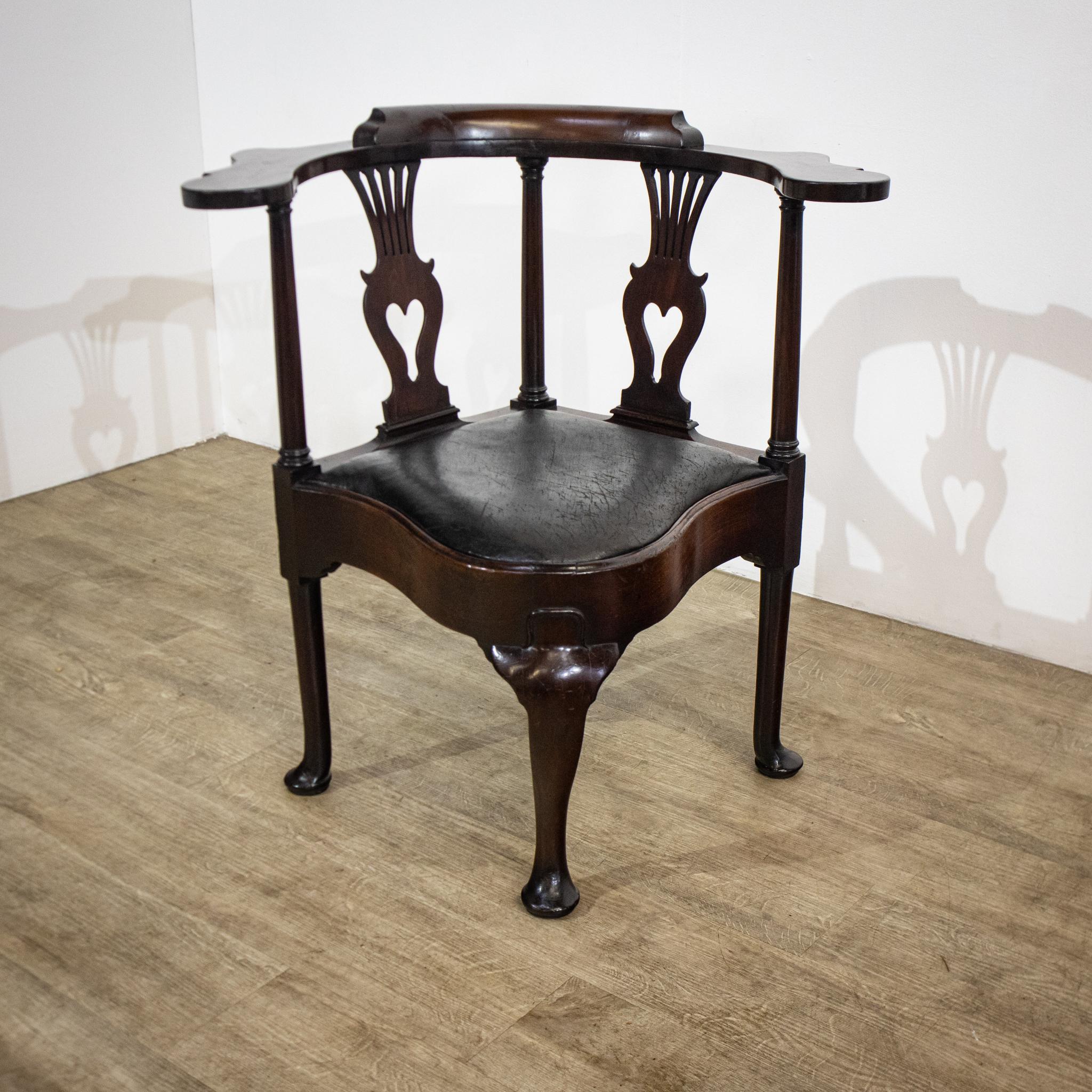 English George II Mahogany Corner Chair For Sale