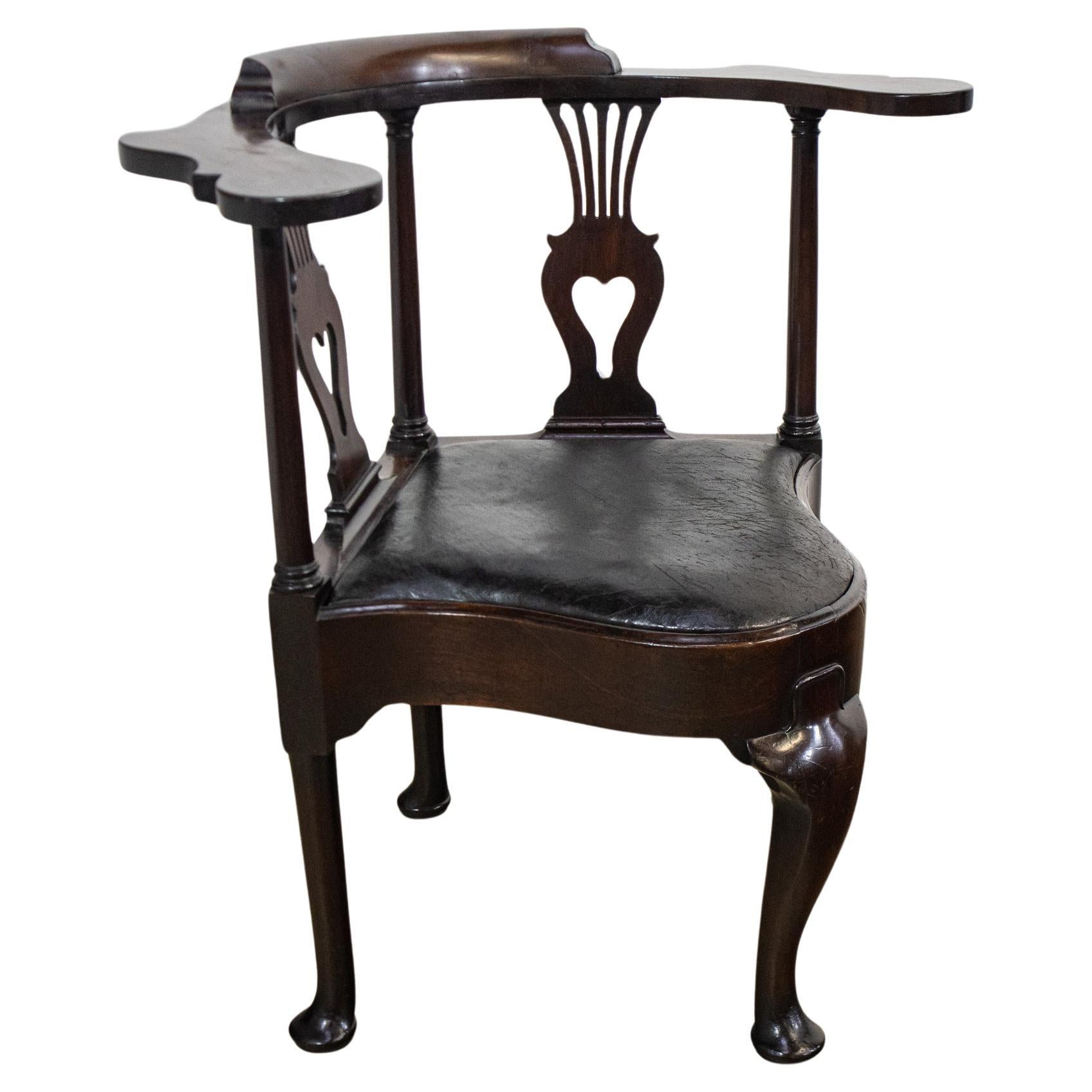 George II Mahogany Corner Chair For Sale