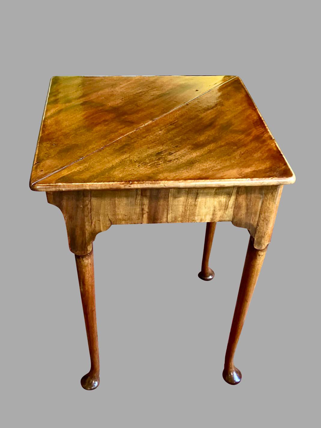 English George II Mahogany Envelope or Corner Table Circa 1740