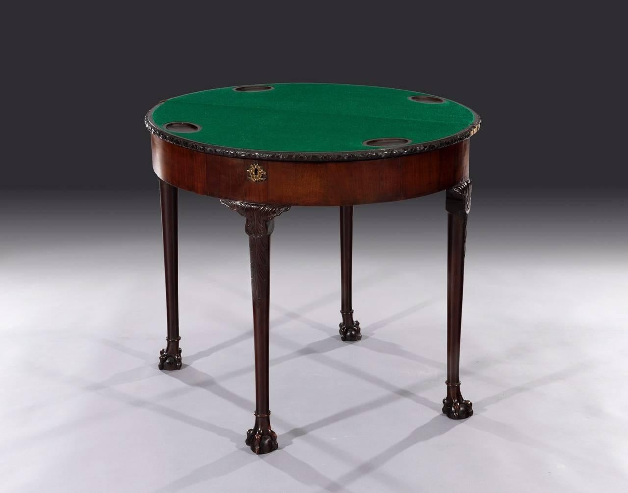 George II mahogany fold over card table with 