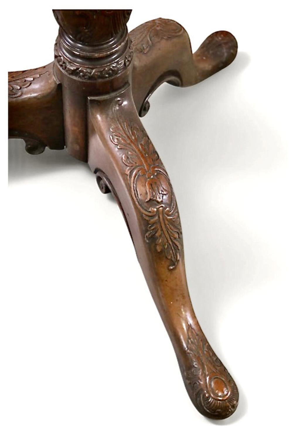Georgian George II Mahogany Piecrust Tilt Top Table For Sale