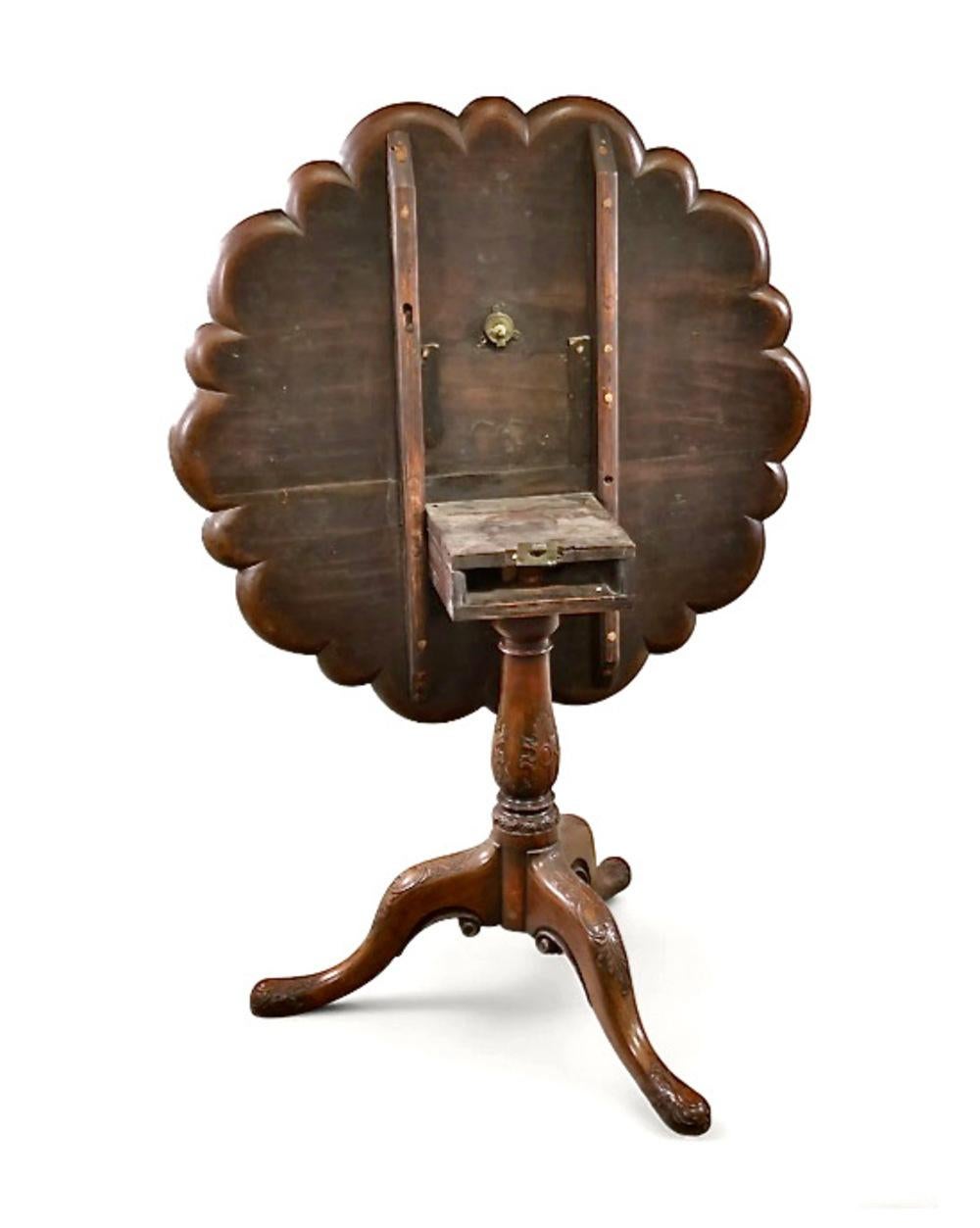 Hand-Carved George II Mahogany Piecrust Tilt Top Table For Sale